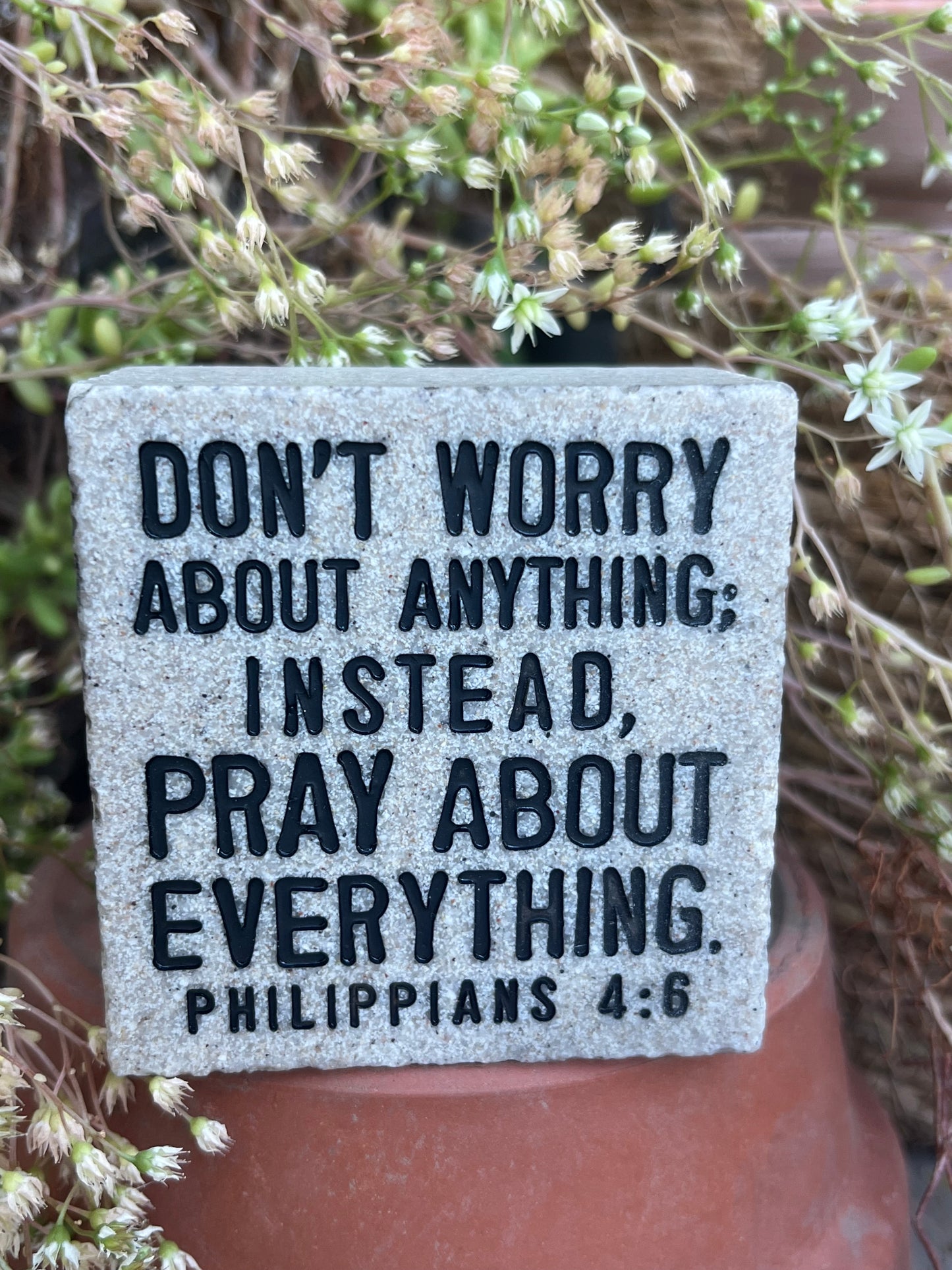 Decorative Stone With Scripture Don't Worry About Anything-OUT OF STOCK
