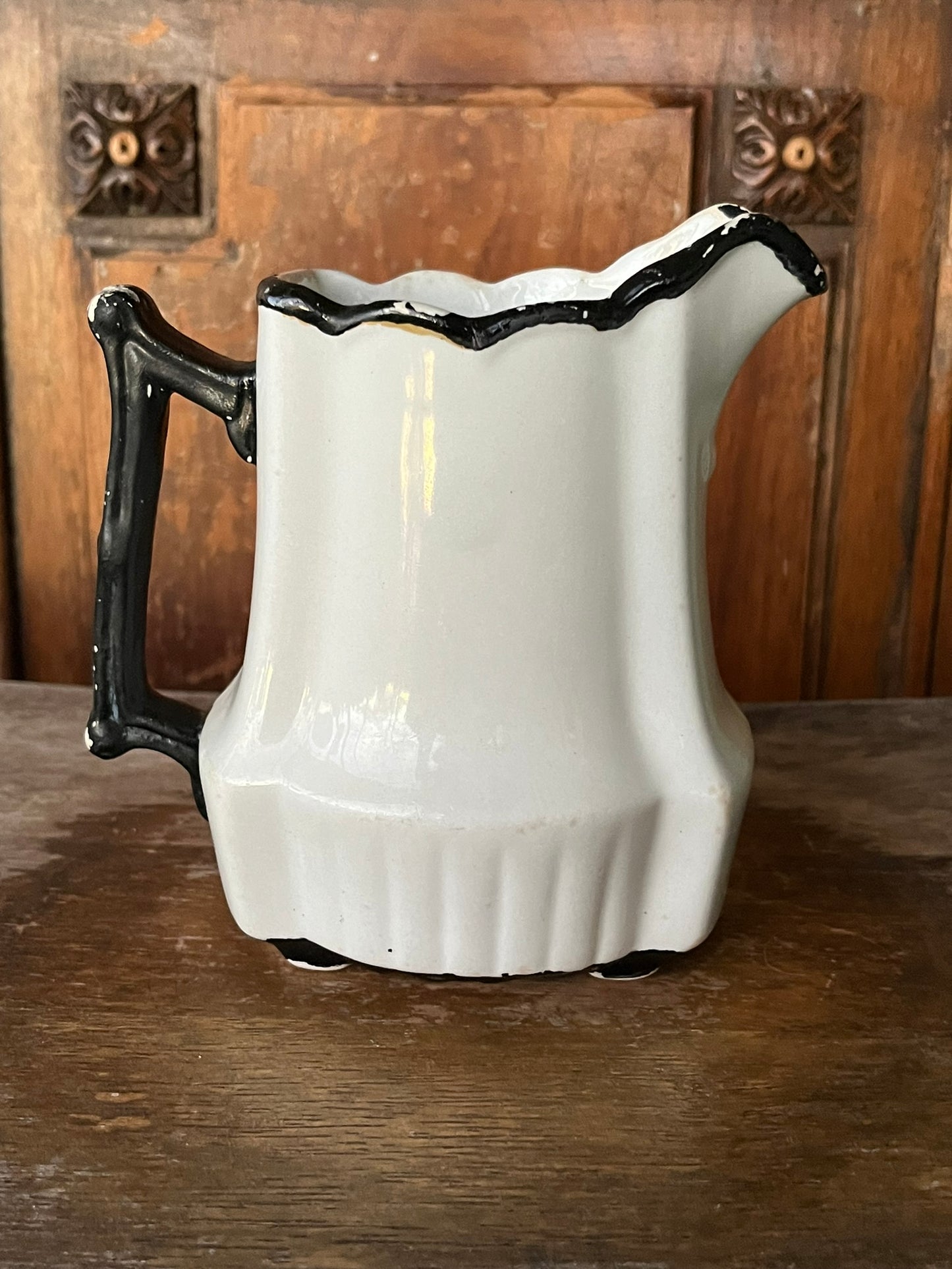 Royal Ironstone China Small Black & White Decorative Pitcher