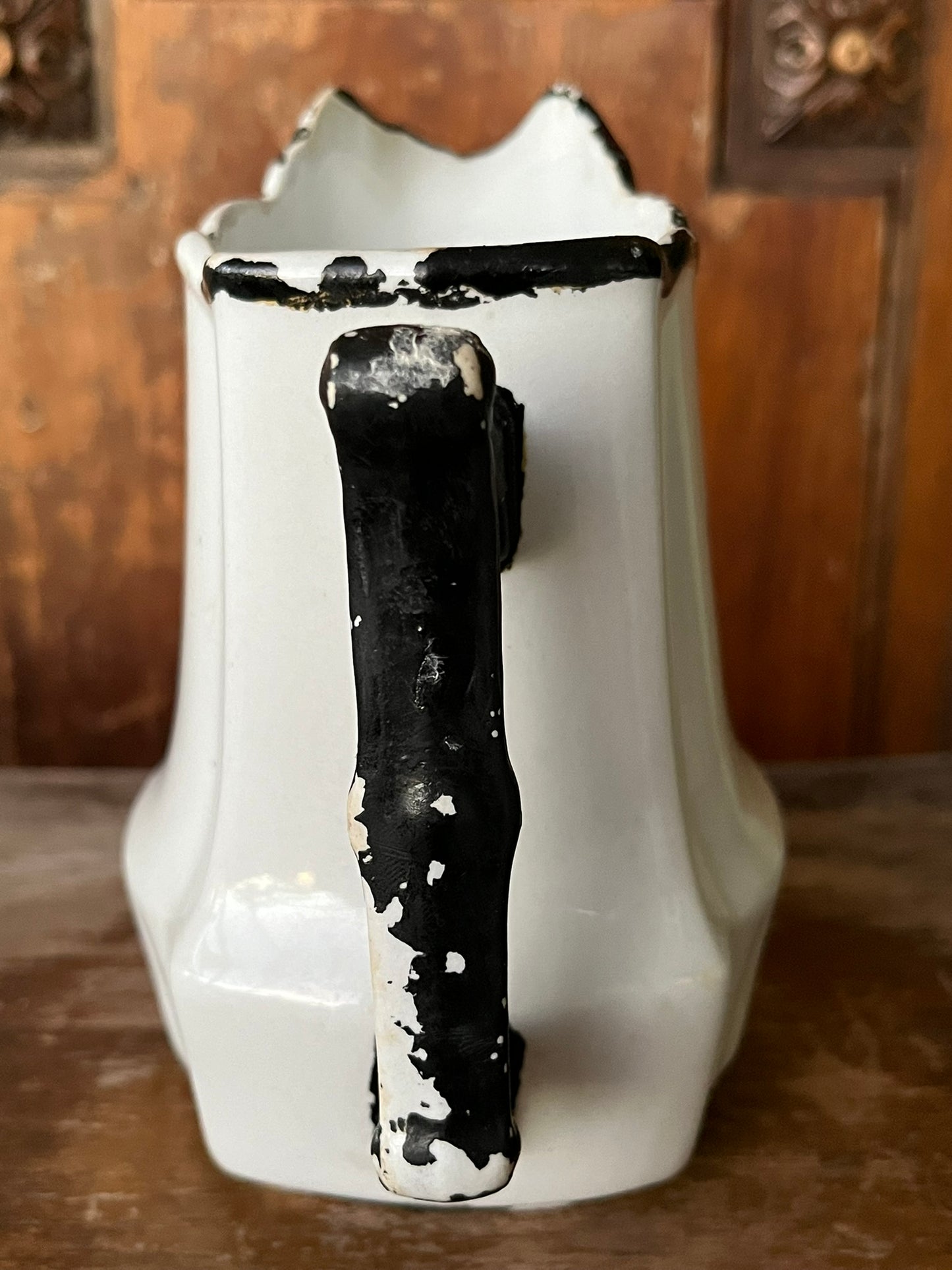 Royal Ironstone China Small Black & White Decorative Pitcher
