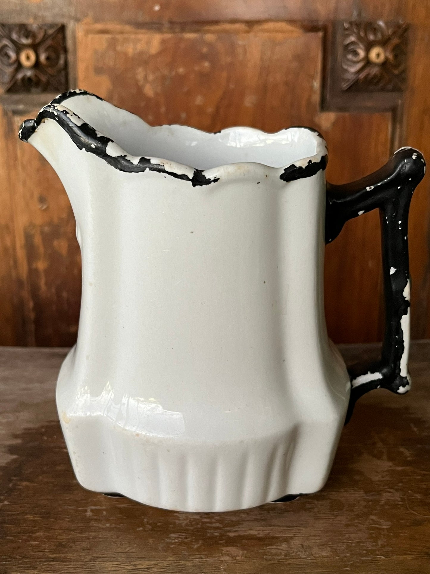 Royal Ironstone China Small Black & White Decorative Pitcher