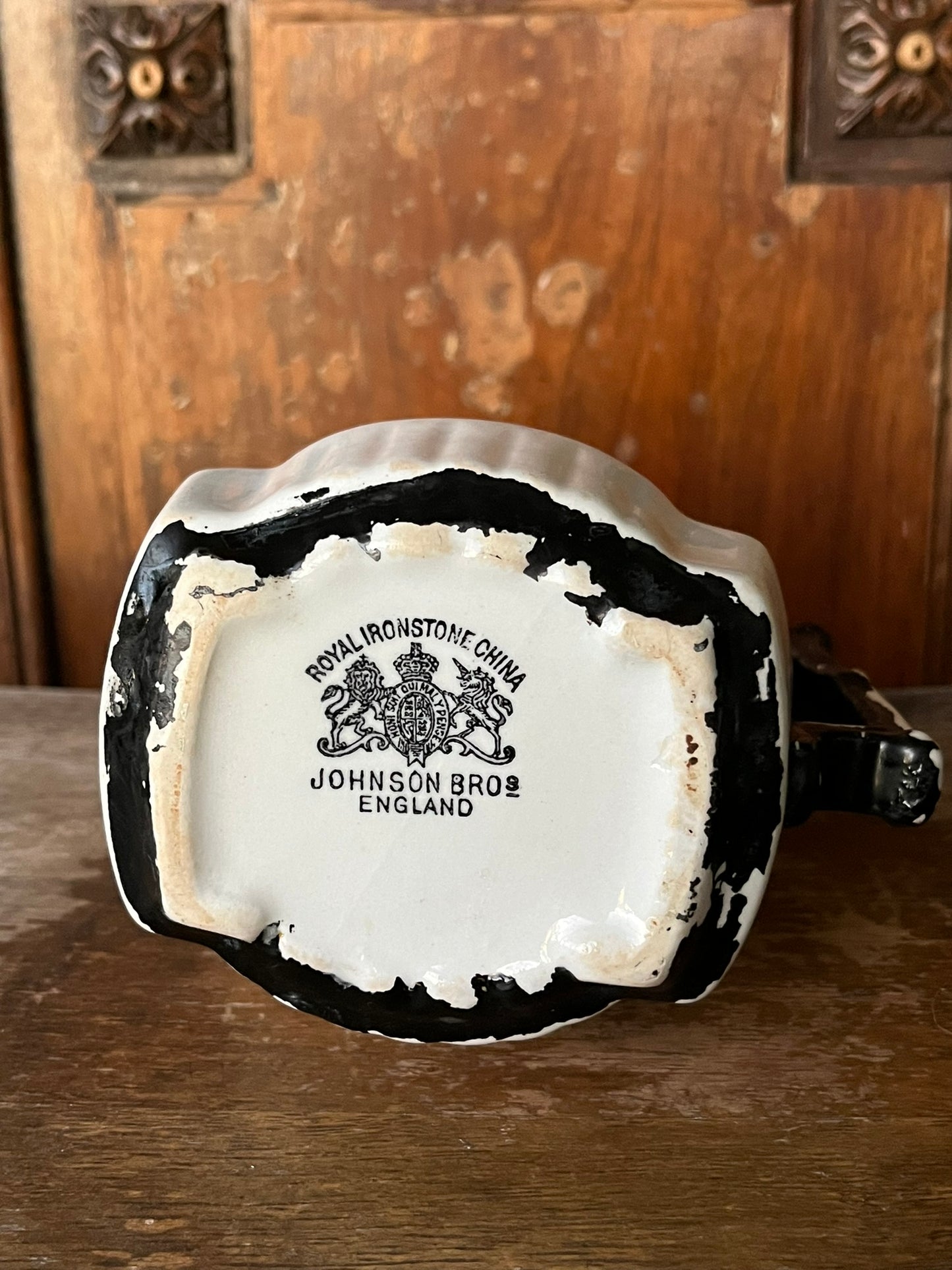 Royal Ironstone China Small Black & White Decorative Pitcher