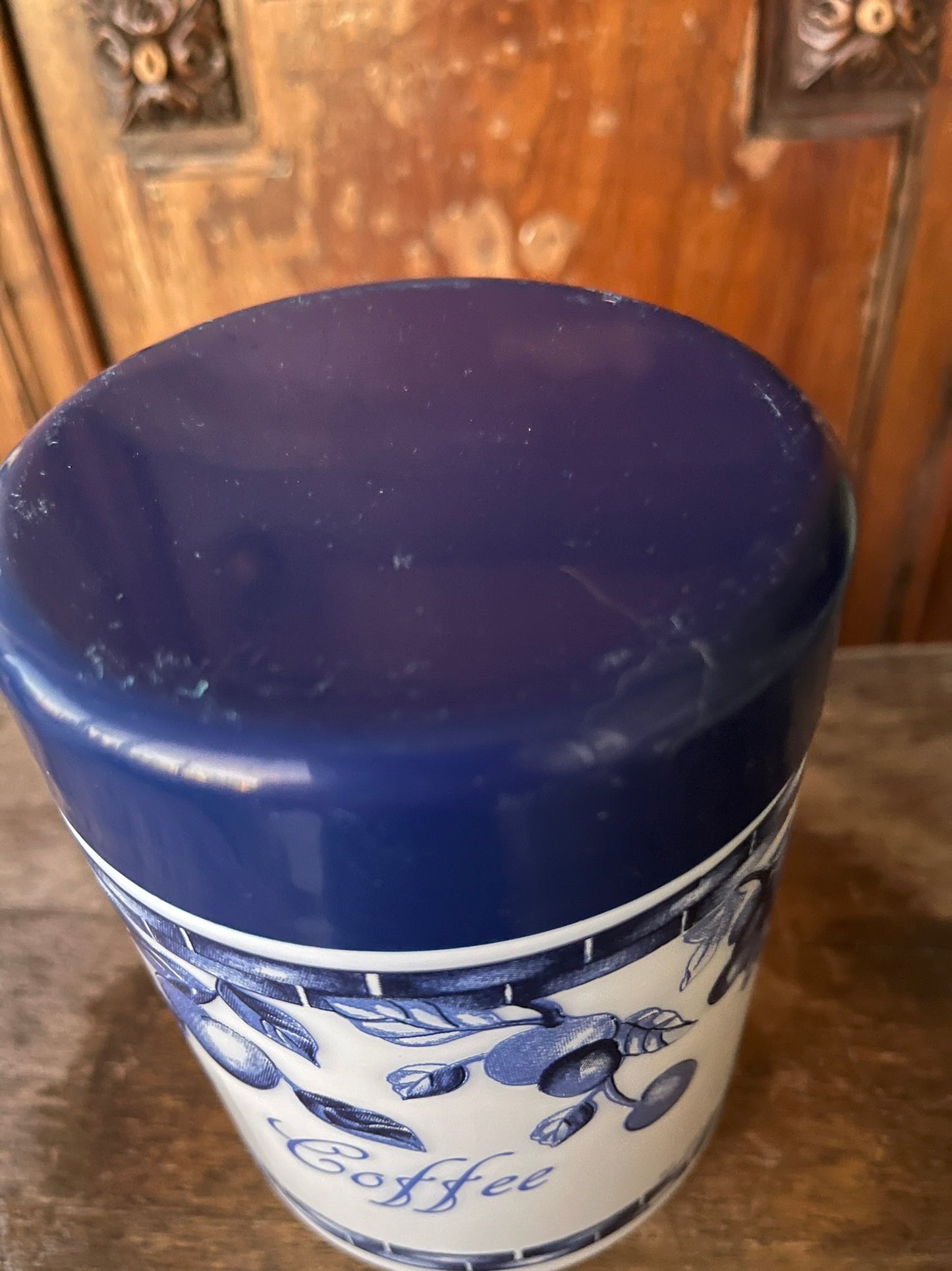 Set of Three Blue and White Decorative Canisters