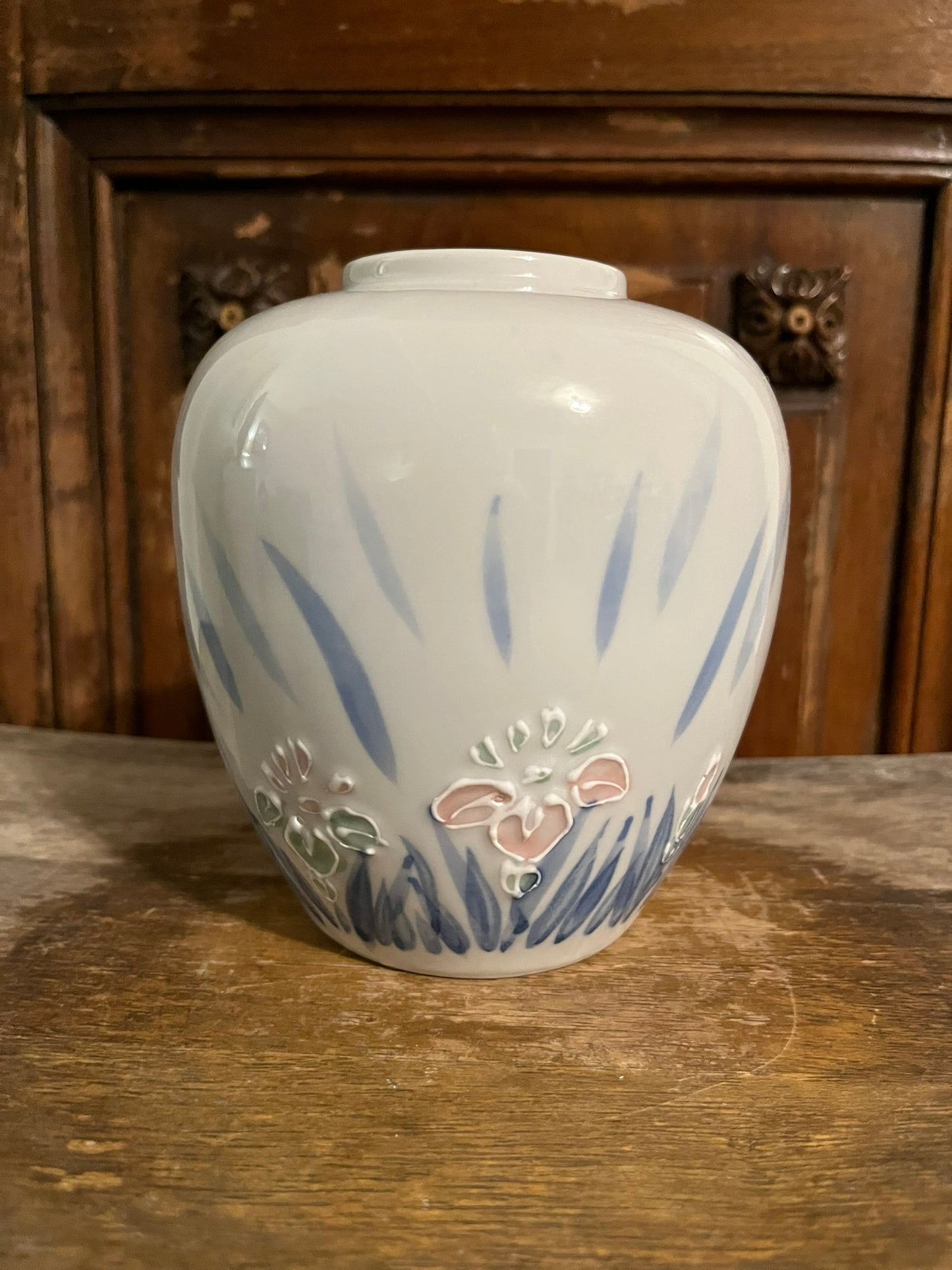 White & Blue & Pink Flower Vase