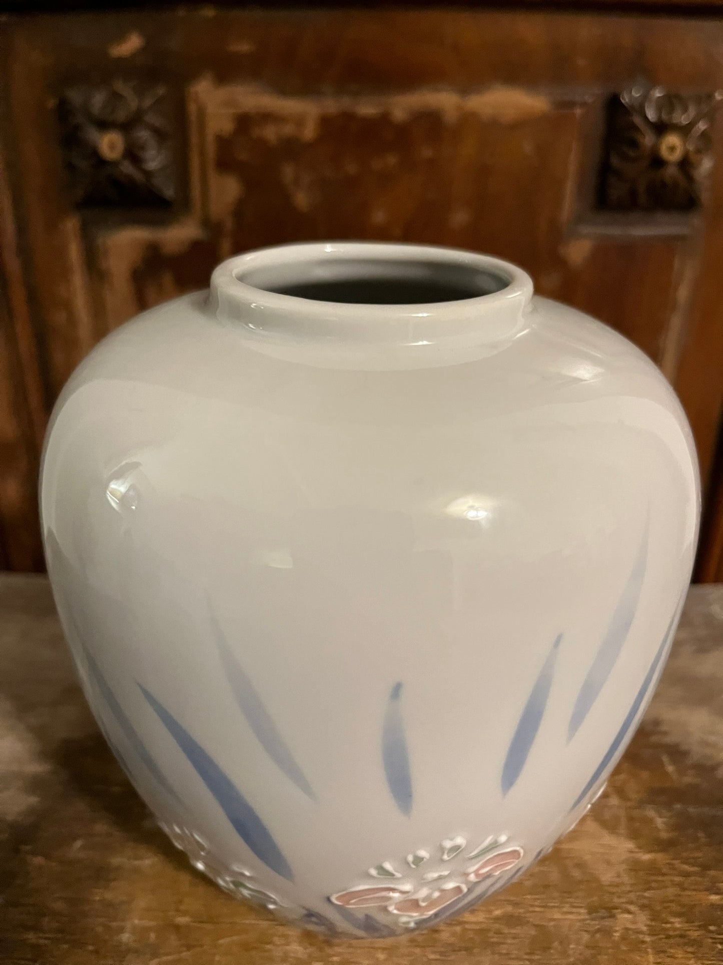 White & Blue & Pink Flower Vase