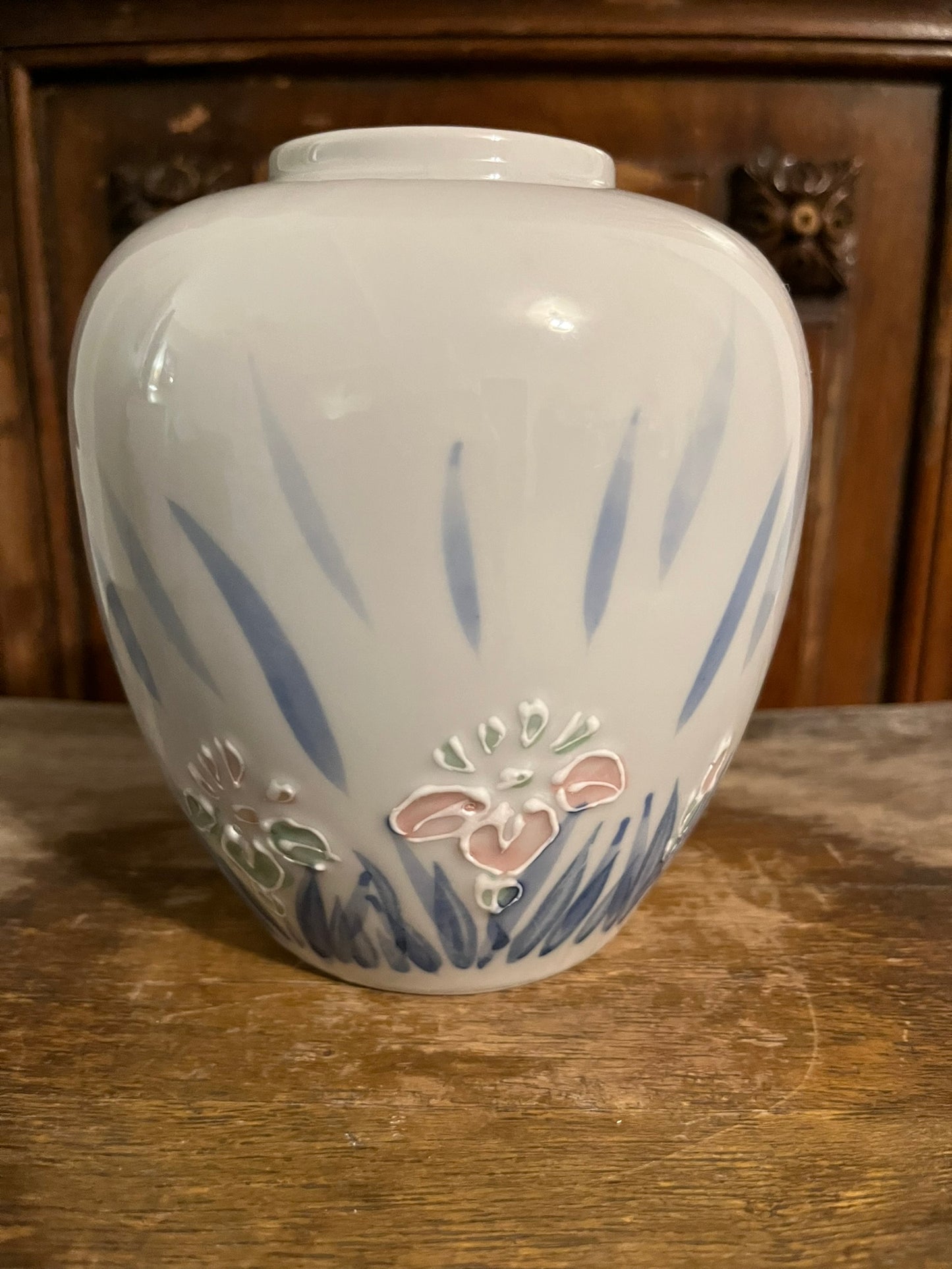 White & Blue & Pink Flower Vase