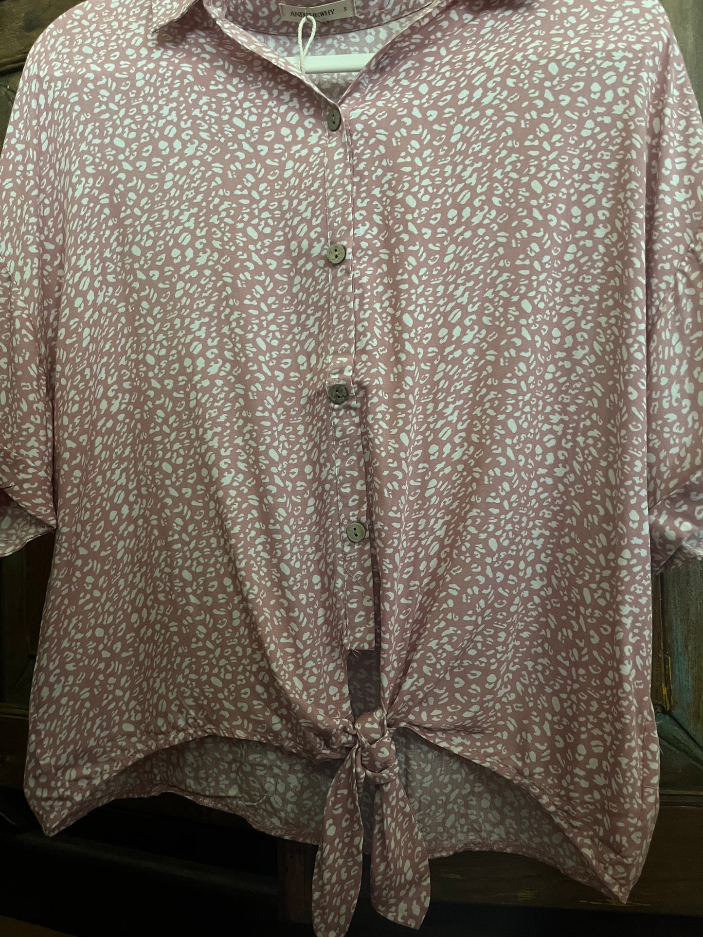 Leopard Print Tie Knot in the Front Shirt-SOLD OUT
