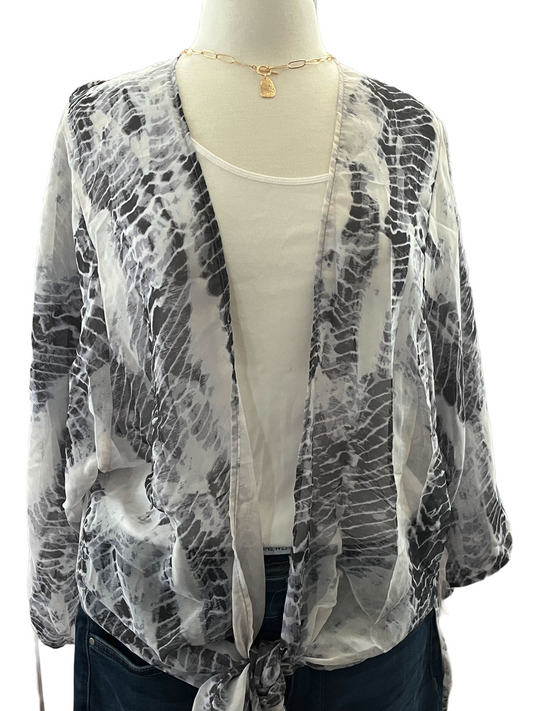 Animal Print Kimono with Side Slits