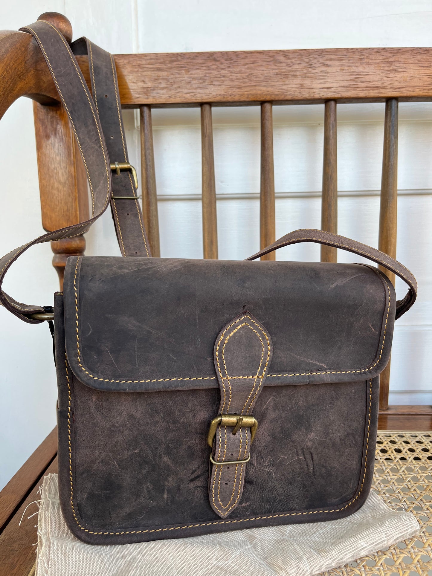 Cavalier Crossbody One Buckle Dark Brown Bag