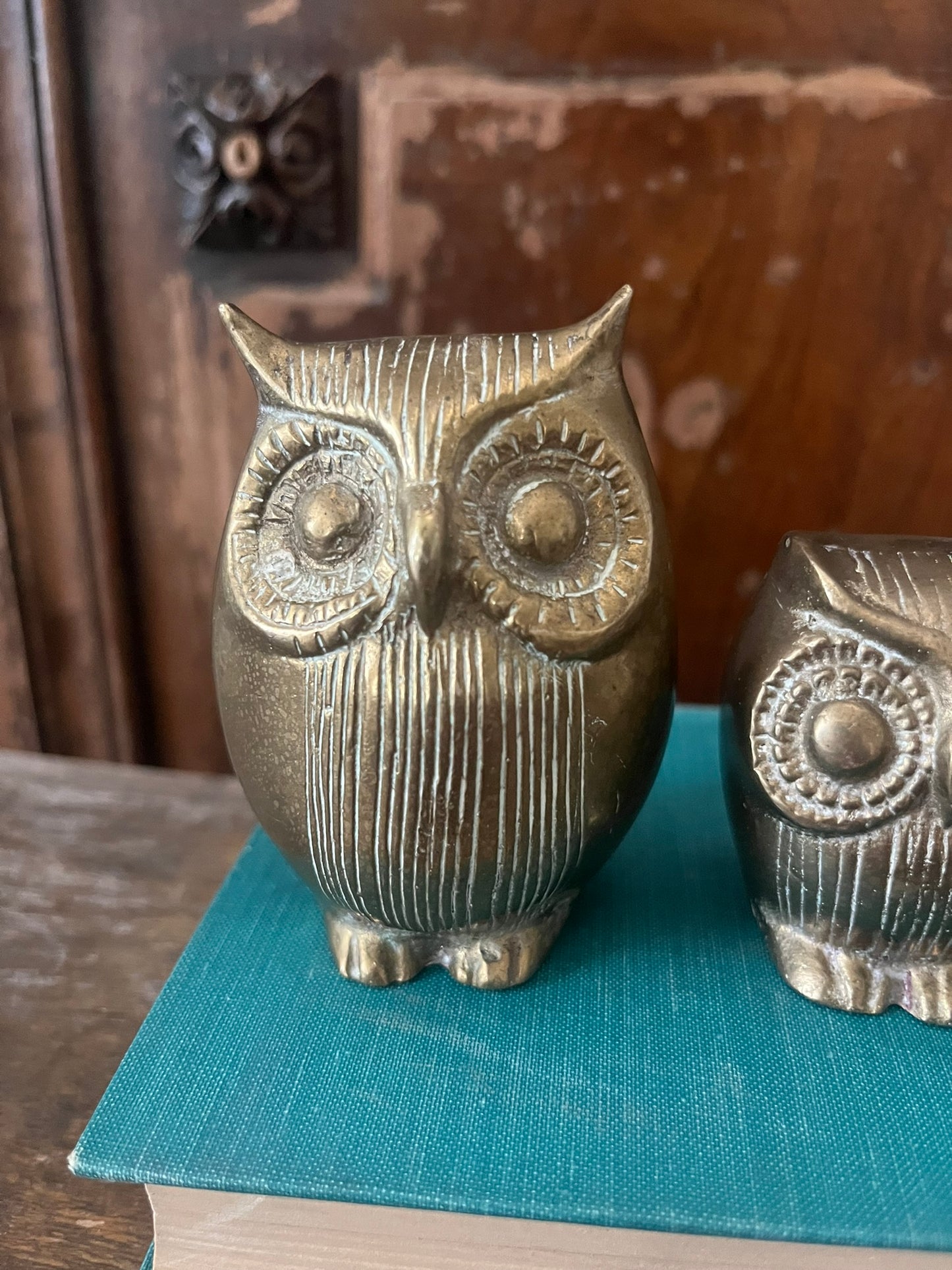 Set of 3 Brass Colored Owls