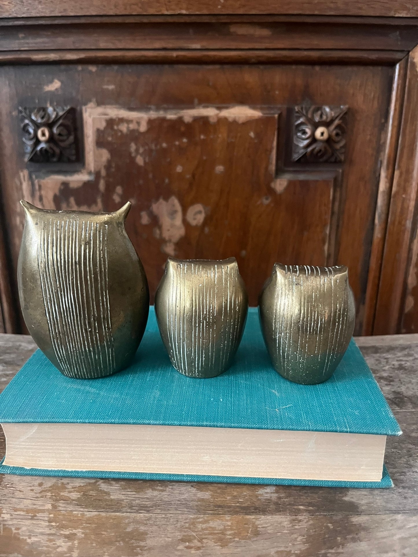 Set of 3 Brass Colored Owls