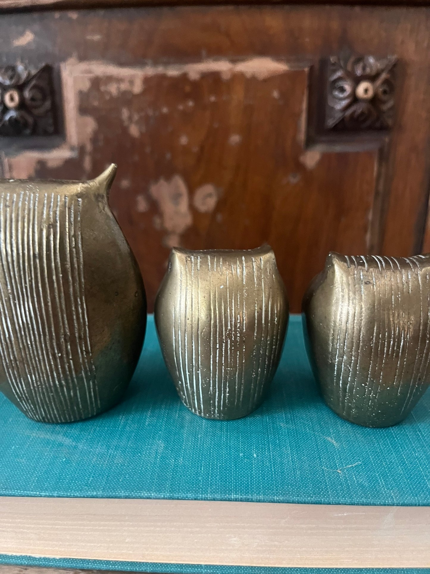 Set of 3 Brass Colored Owls