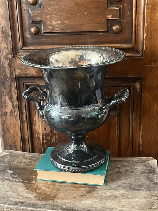 Decorative Silver Colored Vase/Urn with Handles