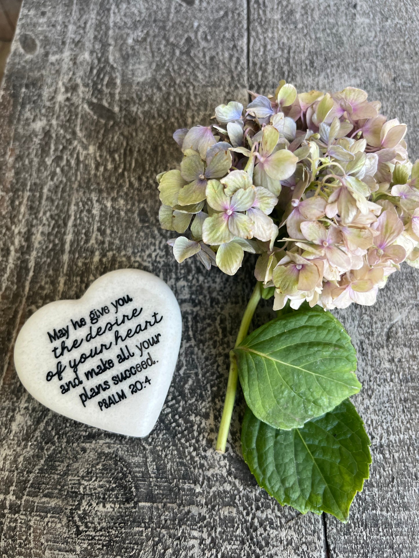 Heart Shaped Decorative Stone With Scripture Desires of Your Heart