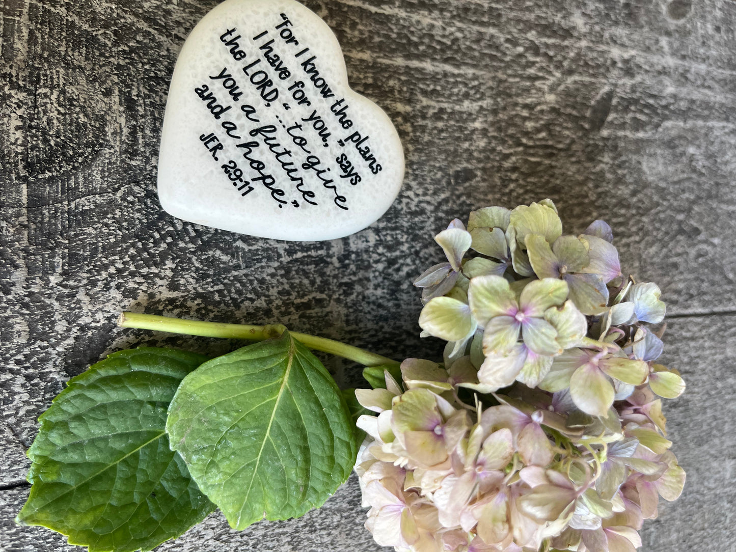 Heart Shaped Decorative Stone with Scripture "For I Know The Plans"