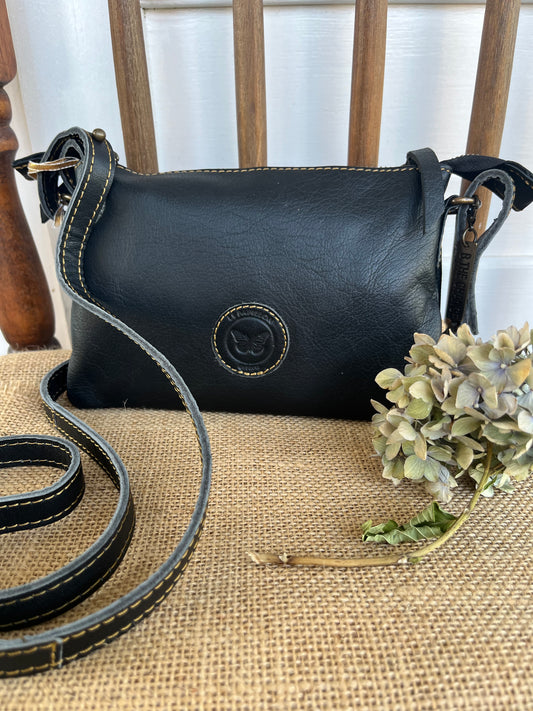 Trotz Black Leather Crossbody Bag