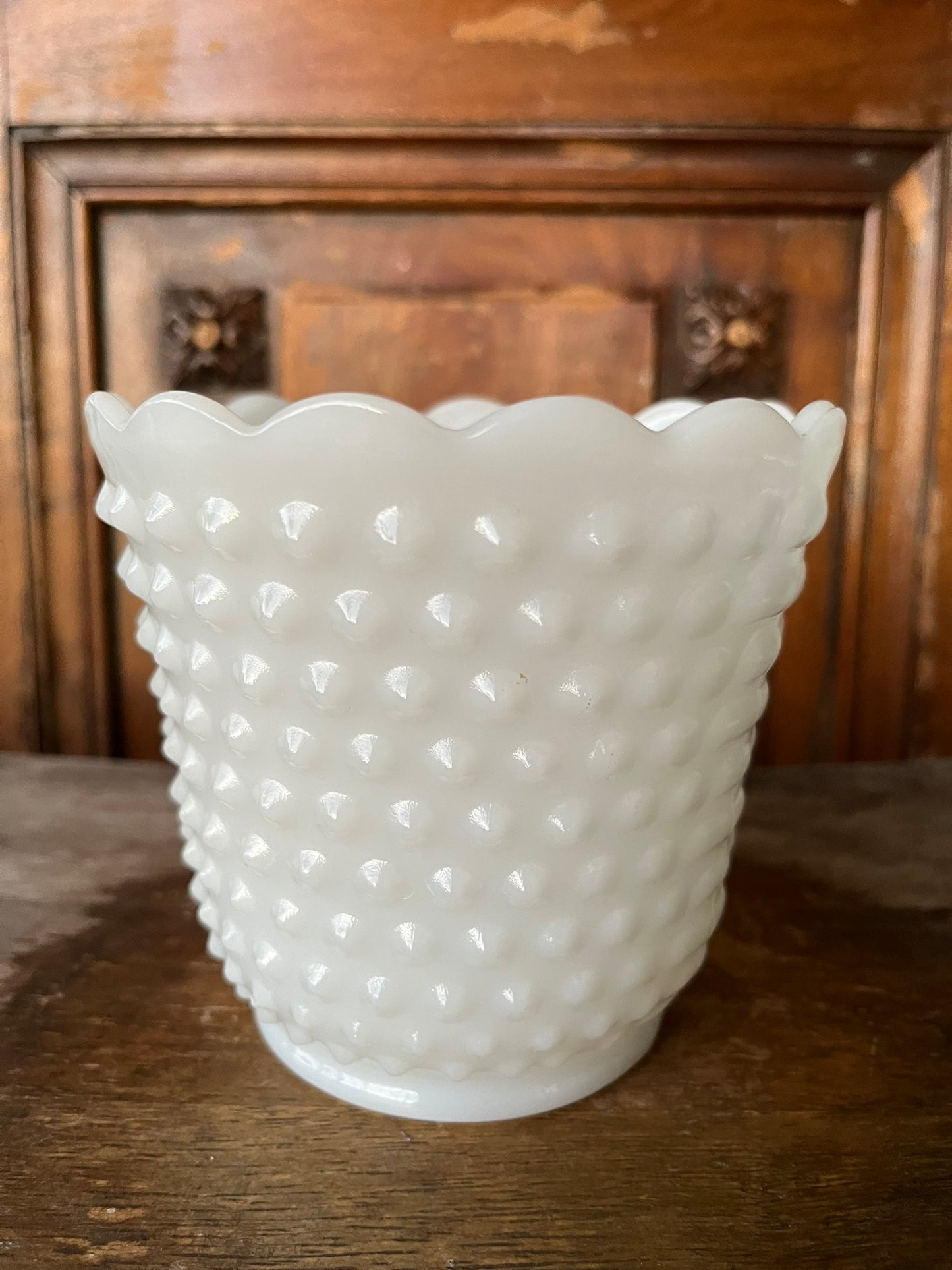 Hobnail Milk Glass Vase Vintage and CottageCore Style