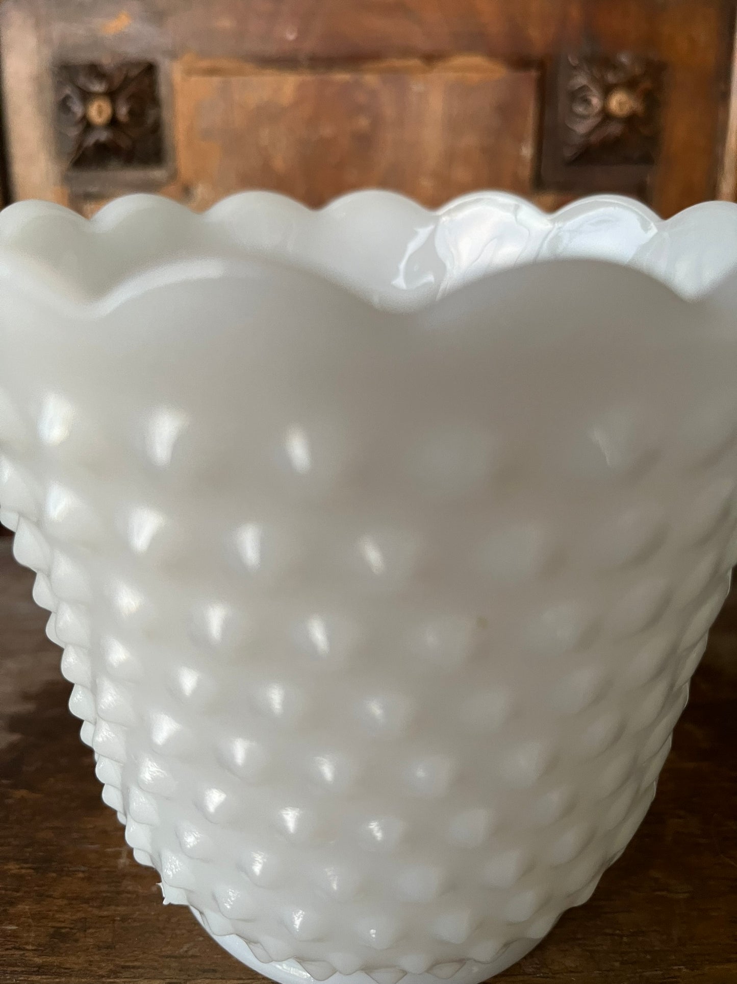 Hobnail Milk Glass Vase Vintage and CottageCore Style