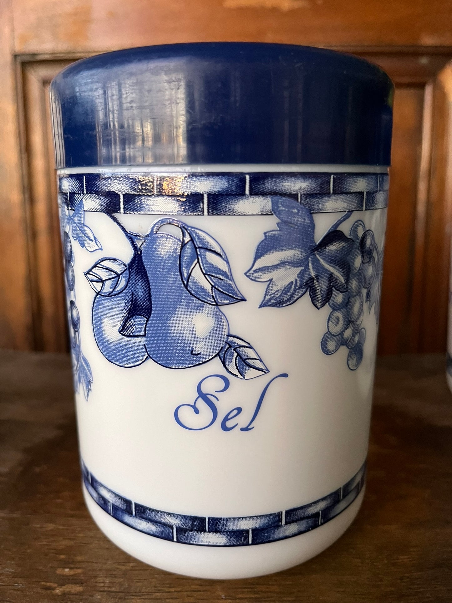 Set of Three Blue and White Decorative Canisters CottageCore Style