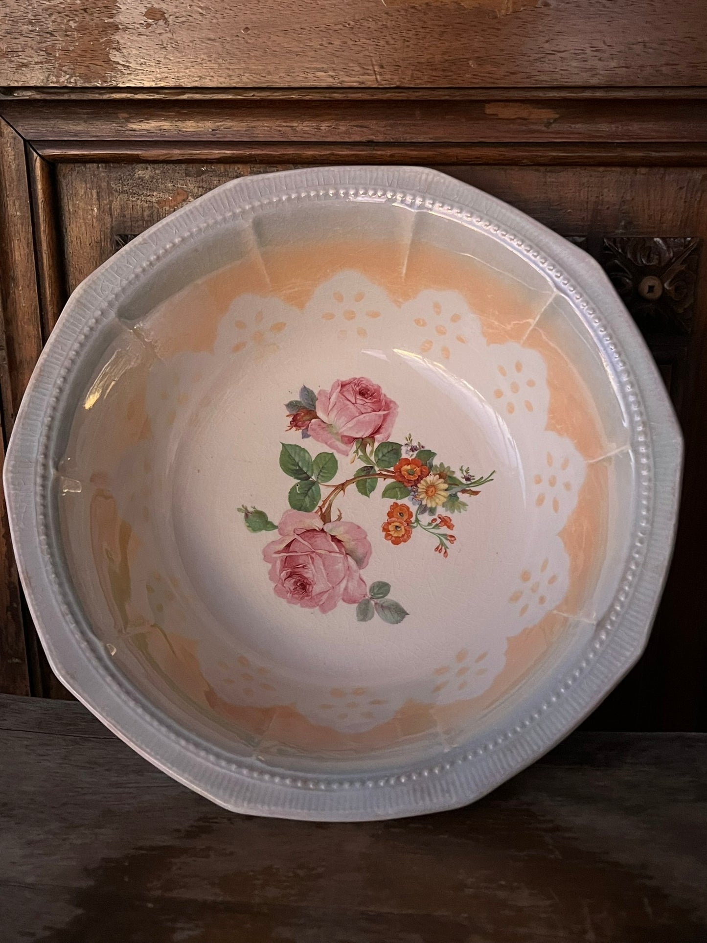 Crown Ivory China Decorative Bowl with Flowers CottageCore/GrannyCore Style