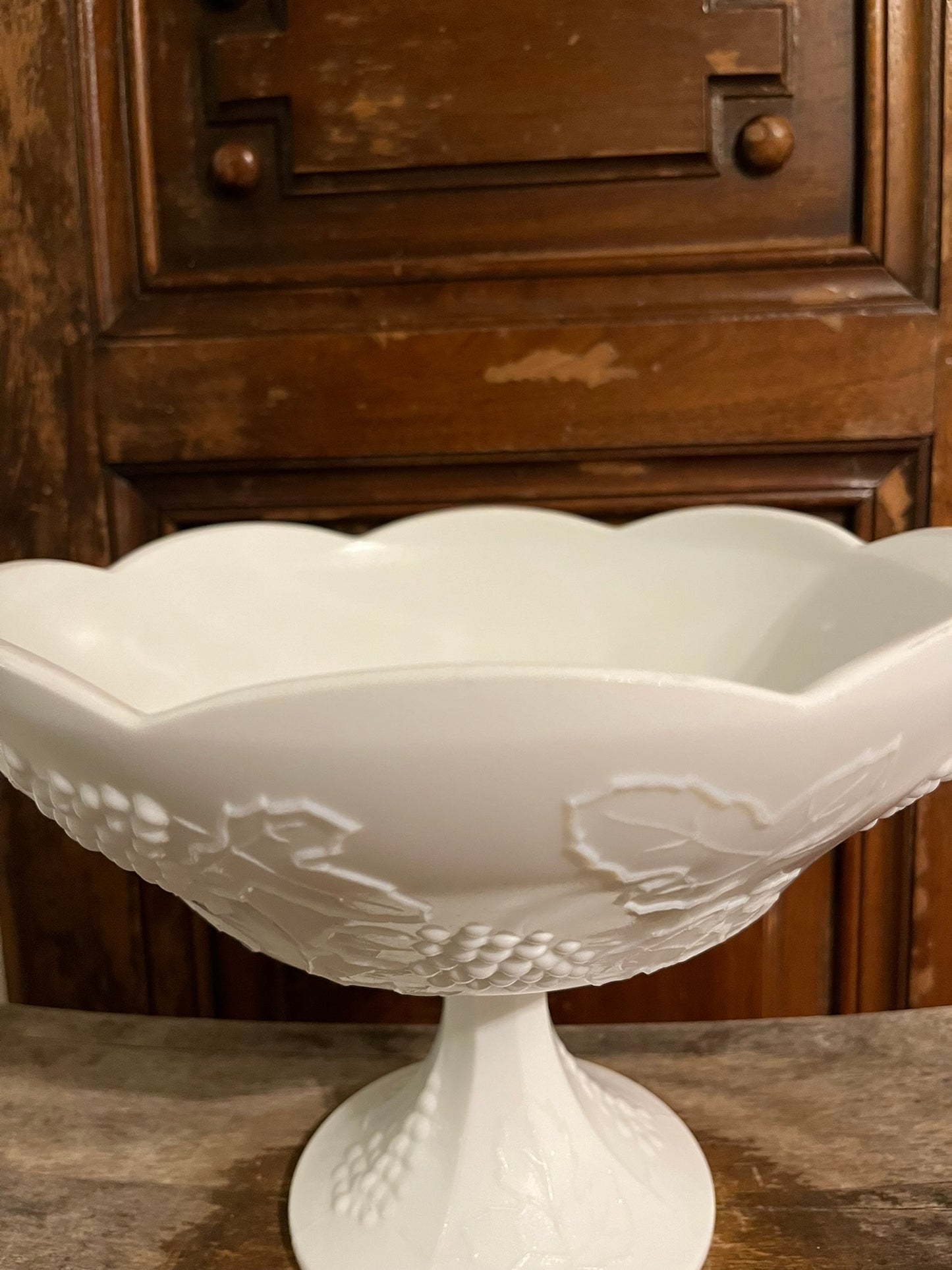 Vintage Milk Glass Pedastal Bowl