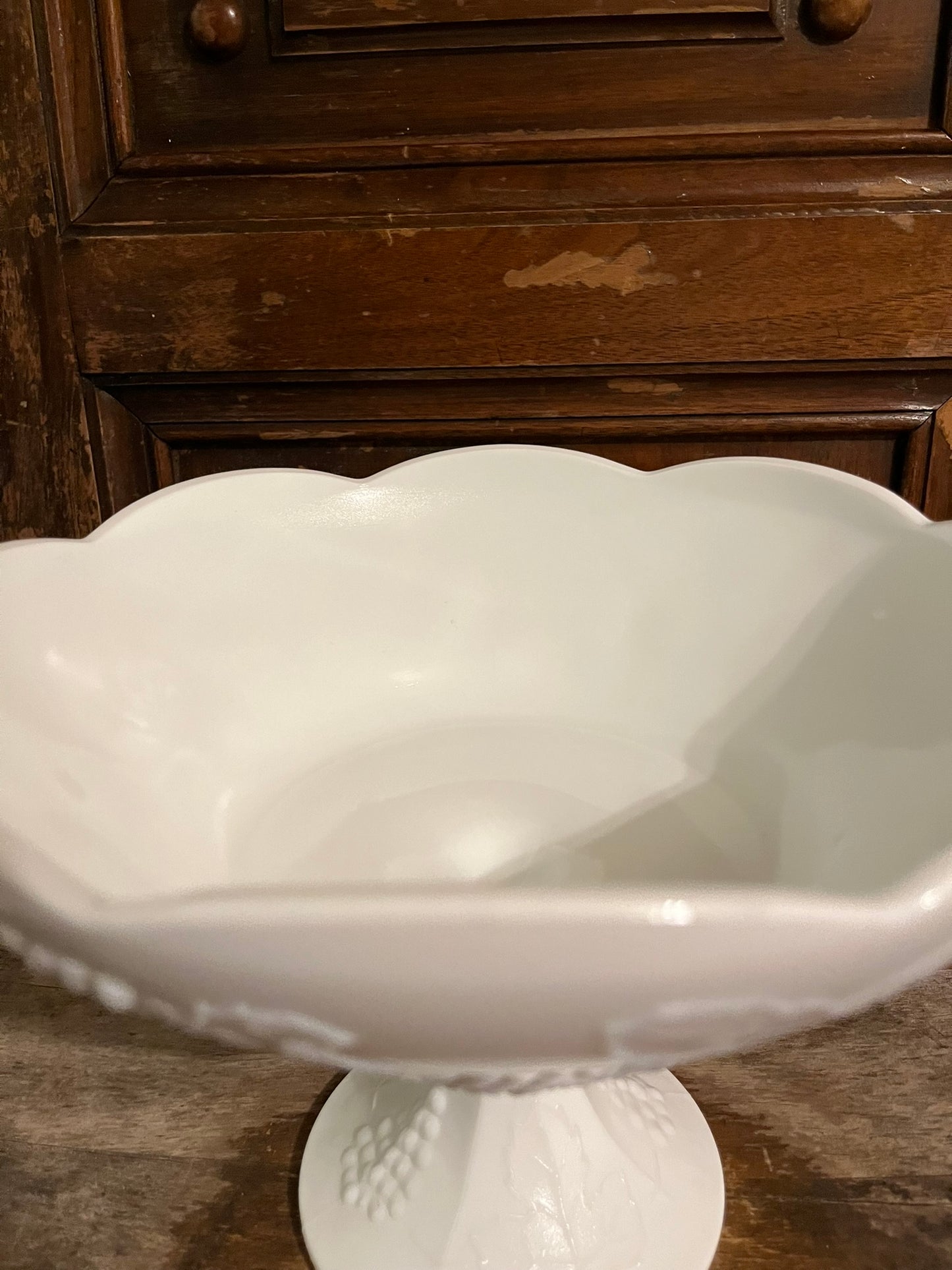 Vintage Milk Glass Pedastal Bowl