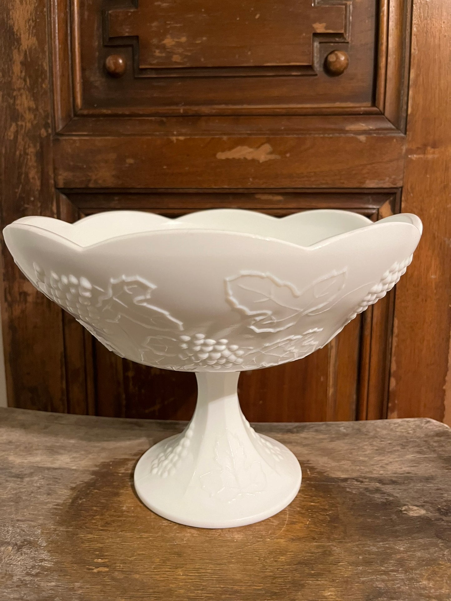 Vintage Milk Glass Pedastal Bowl