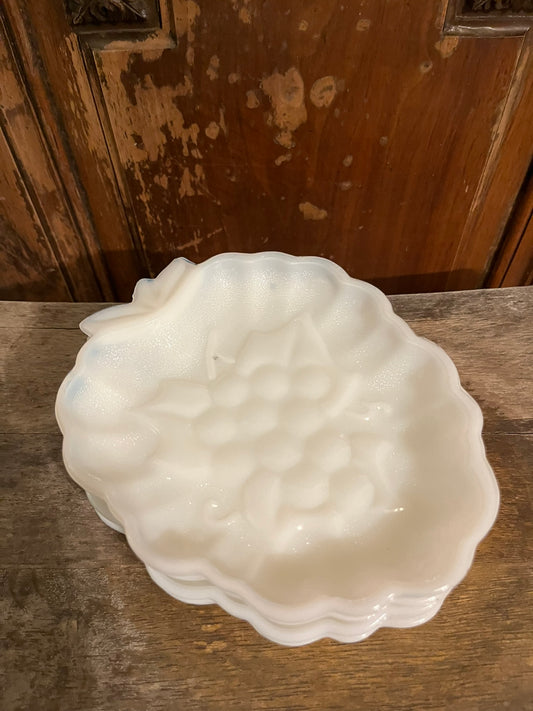 Vintage Milk Glass Decorative Dishes Grape Design