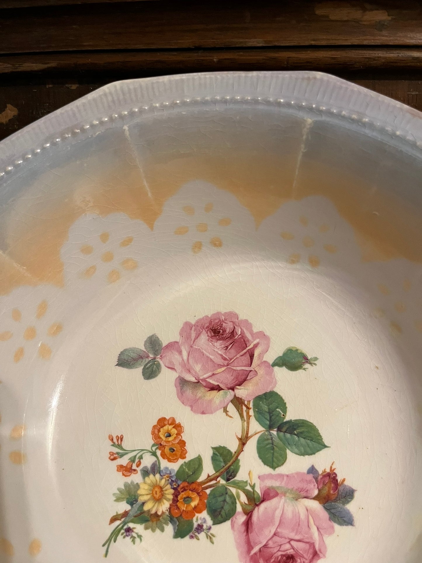 Crown Ivory China Decorative Bowl with Flowers CottageCore/GrannyCore Style