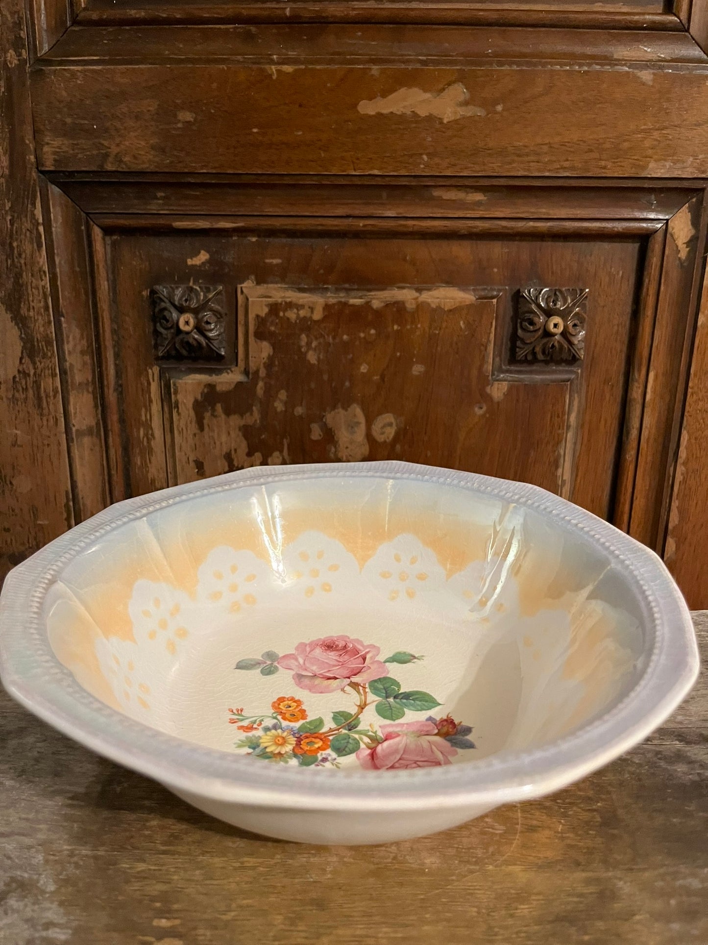 Crown Ivory China Decorative Bowl with Flowers CottageCore/GrannyCore Style