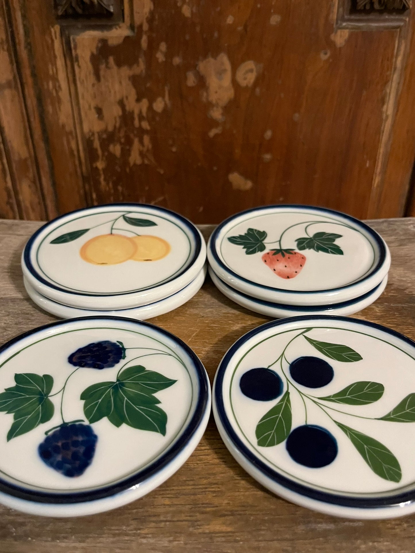 Coasters Dansk Hand Painted Fruits CottageCore Style