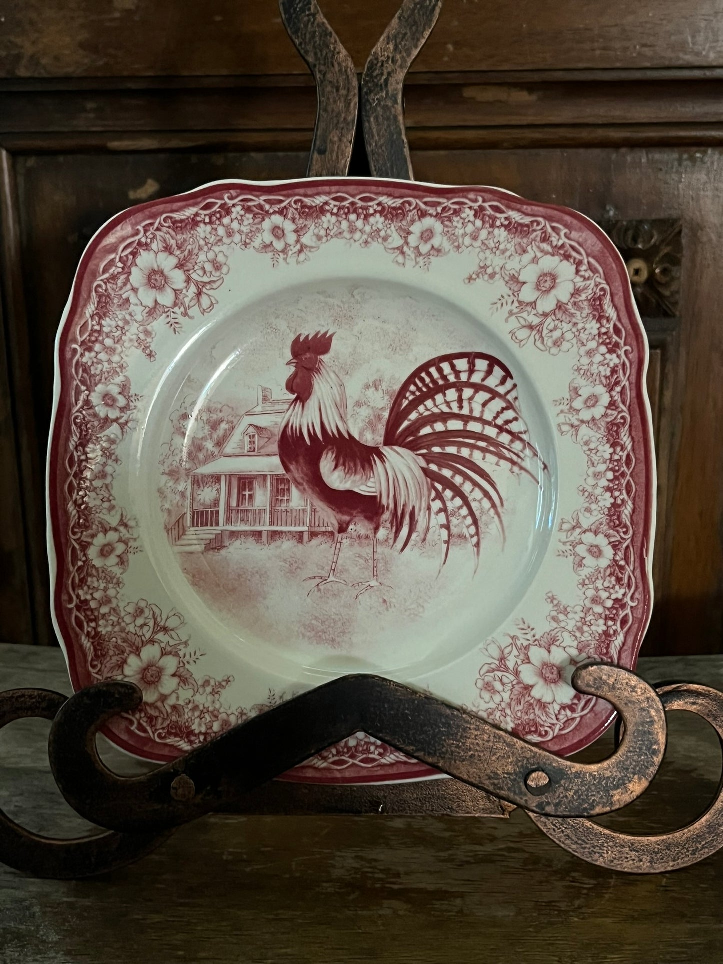 Decorative Rooster Plates Set of 4 CottageCore Style