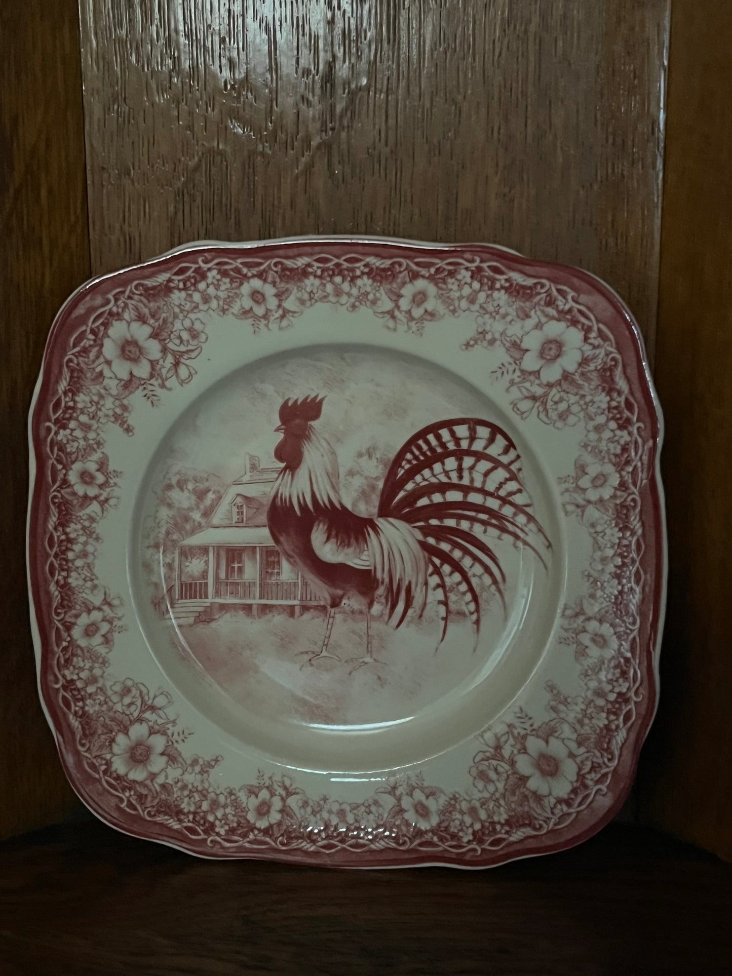 Decorative Rooster Plates Set of 4 CottageCore Style