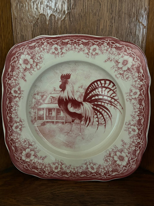 Decorative Rooster Plates Set of 4 CottageCore Style