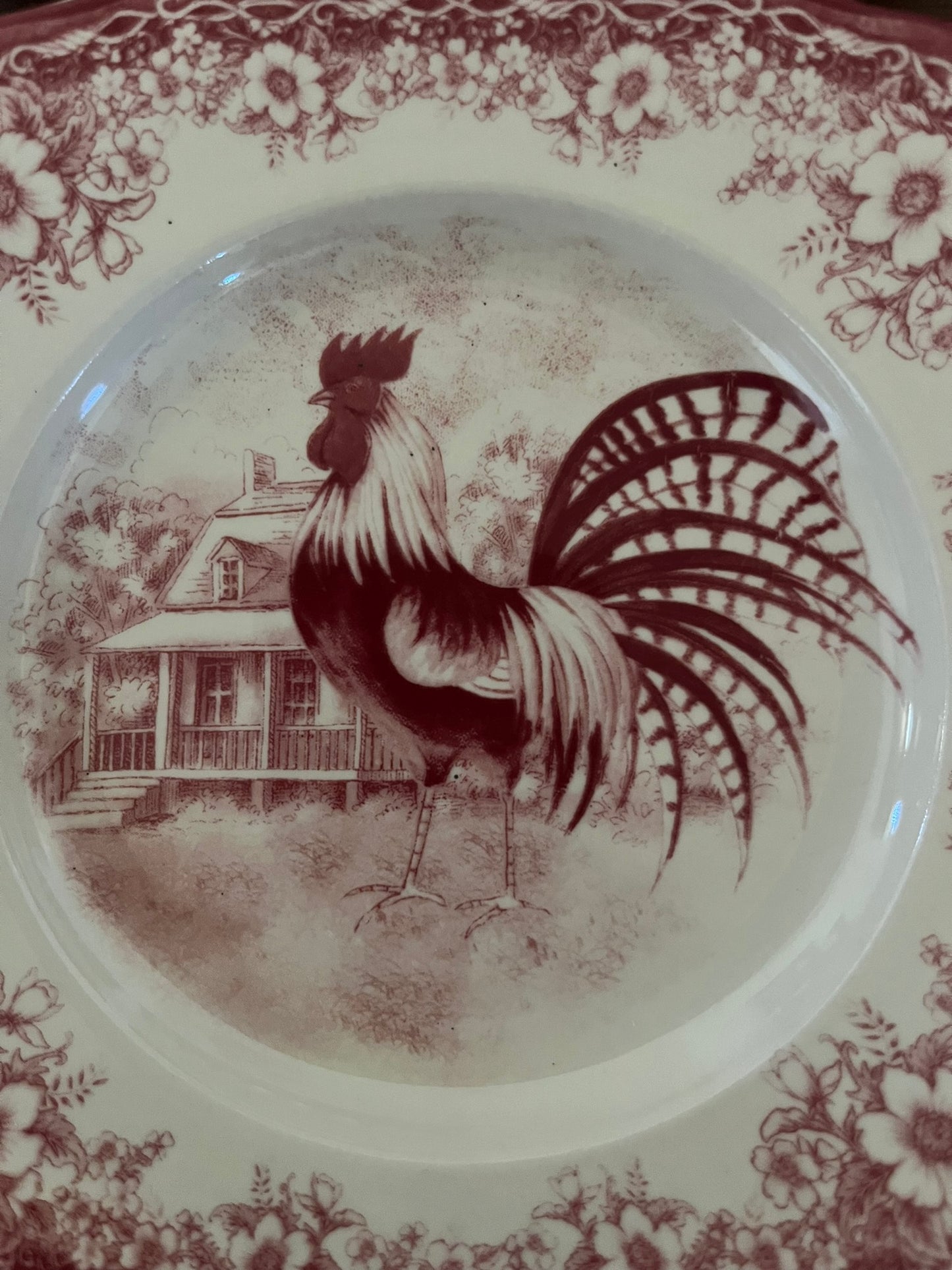 Decorative Rooster Plates Set of 4 CottageCore Style