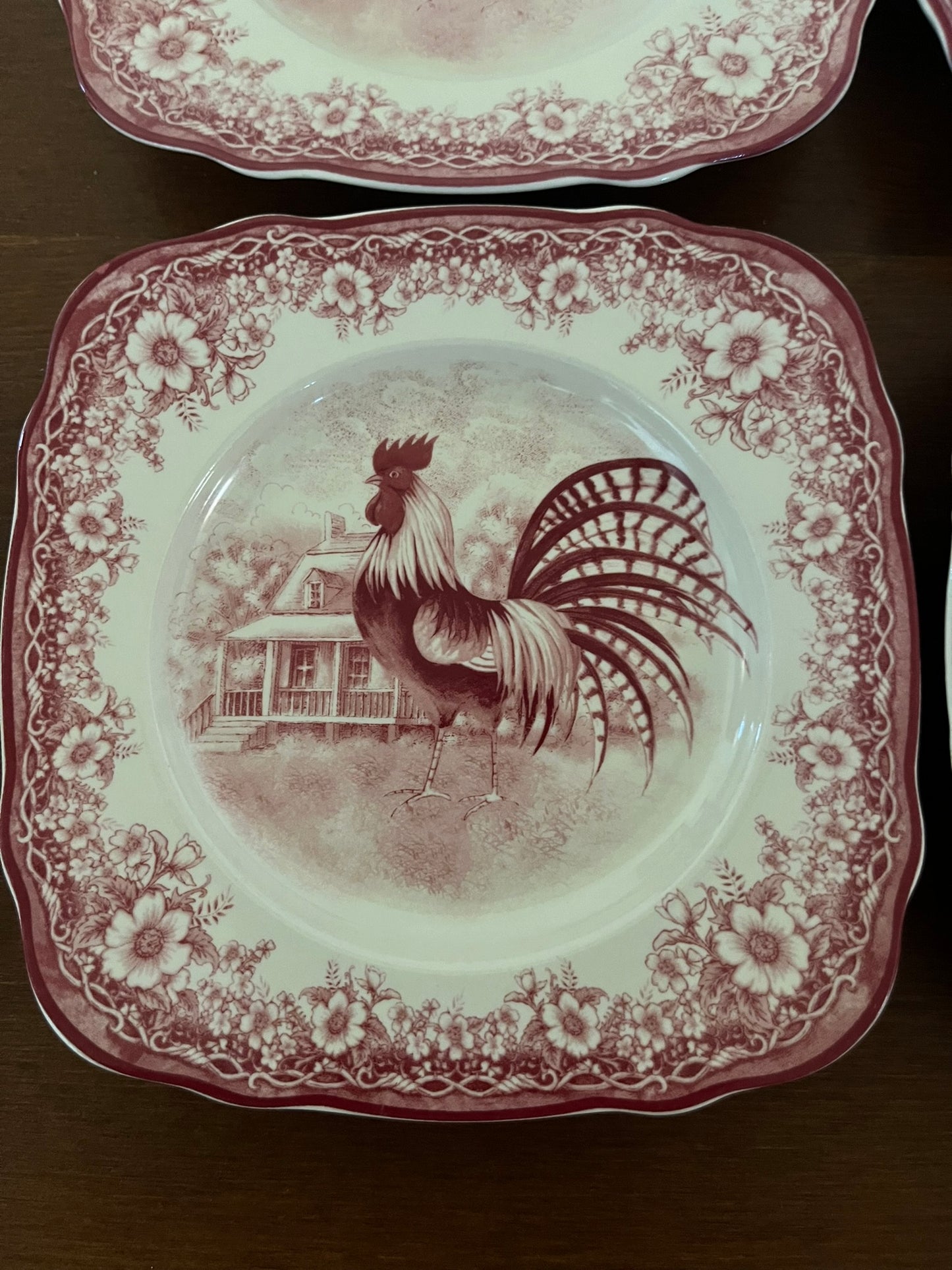 Decorative Rooster Plates Set of 4 CottageCore Style