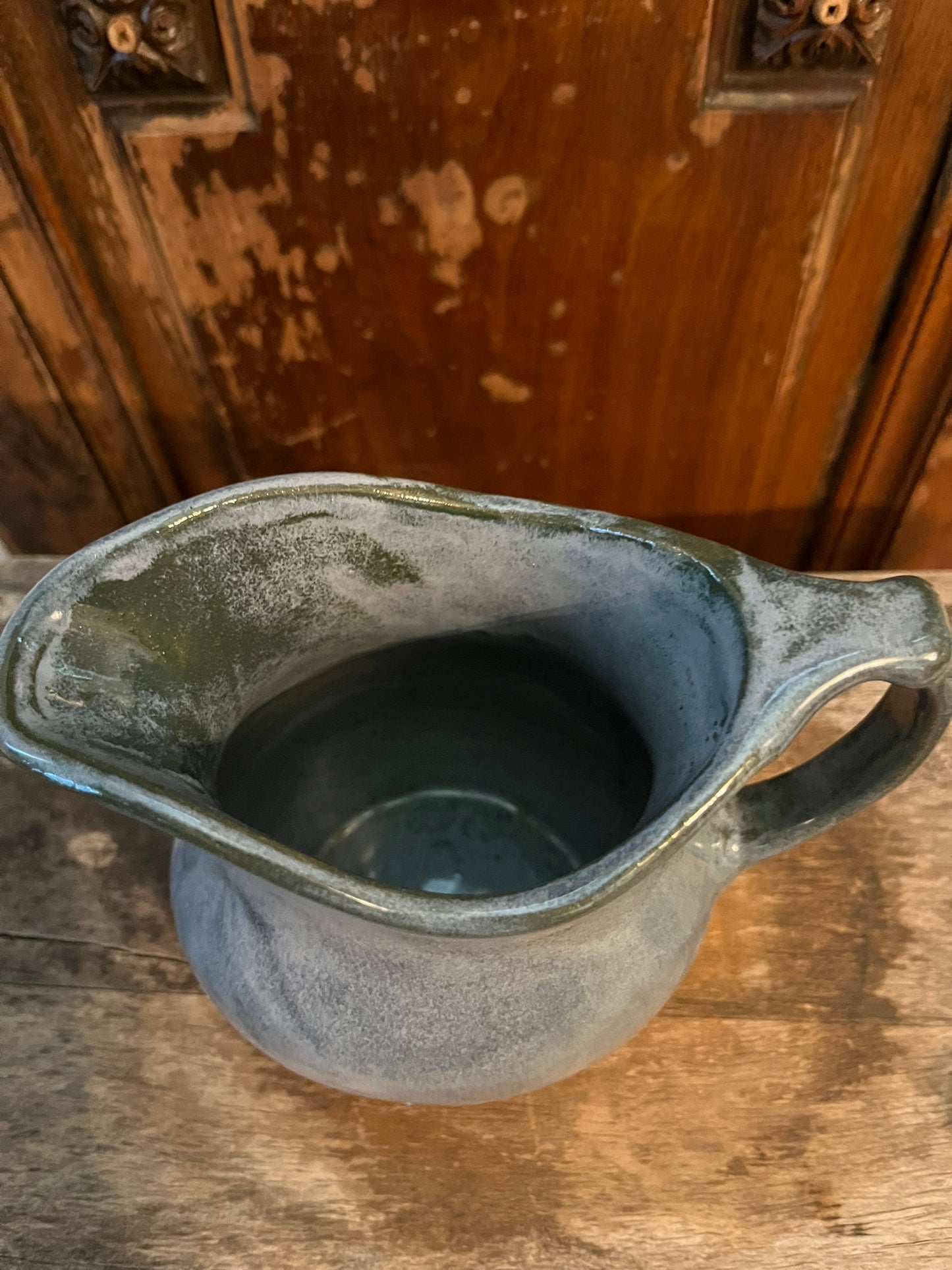 Small Decorative French Blue Pitcher Vase CottageCore Style