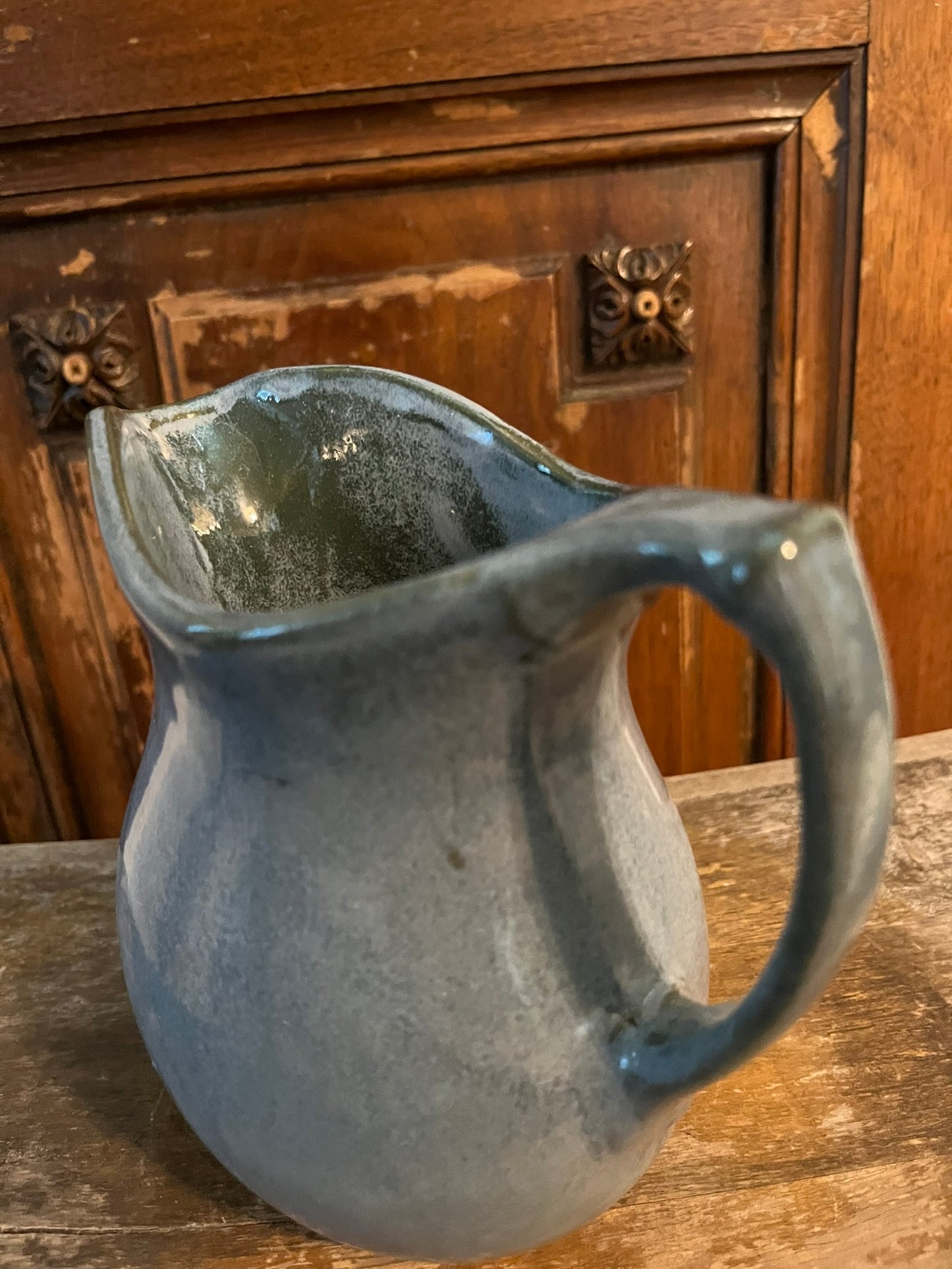 Small Decorative French Blue Pitcher Vase CottageCore Style