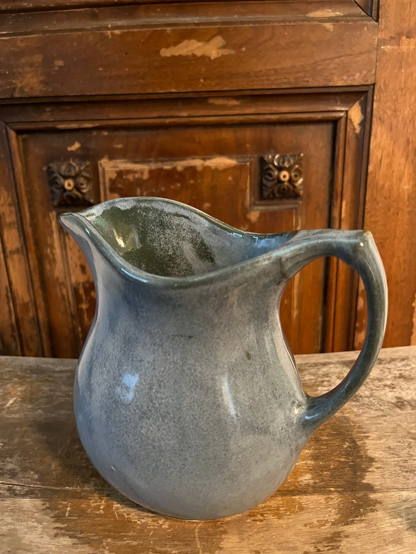 Small Decorative French Blue Pitcher Vase CottageCore Style