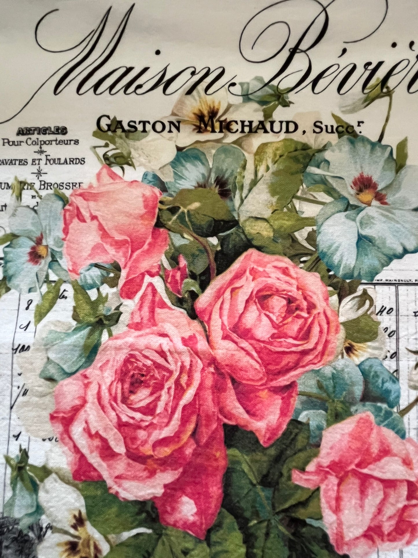 Vintage French Garden Roses Paris Tea Towel