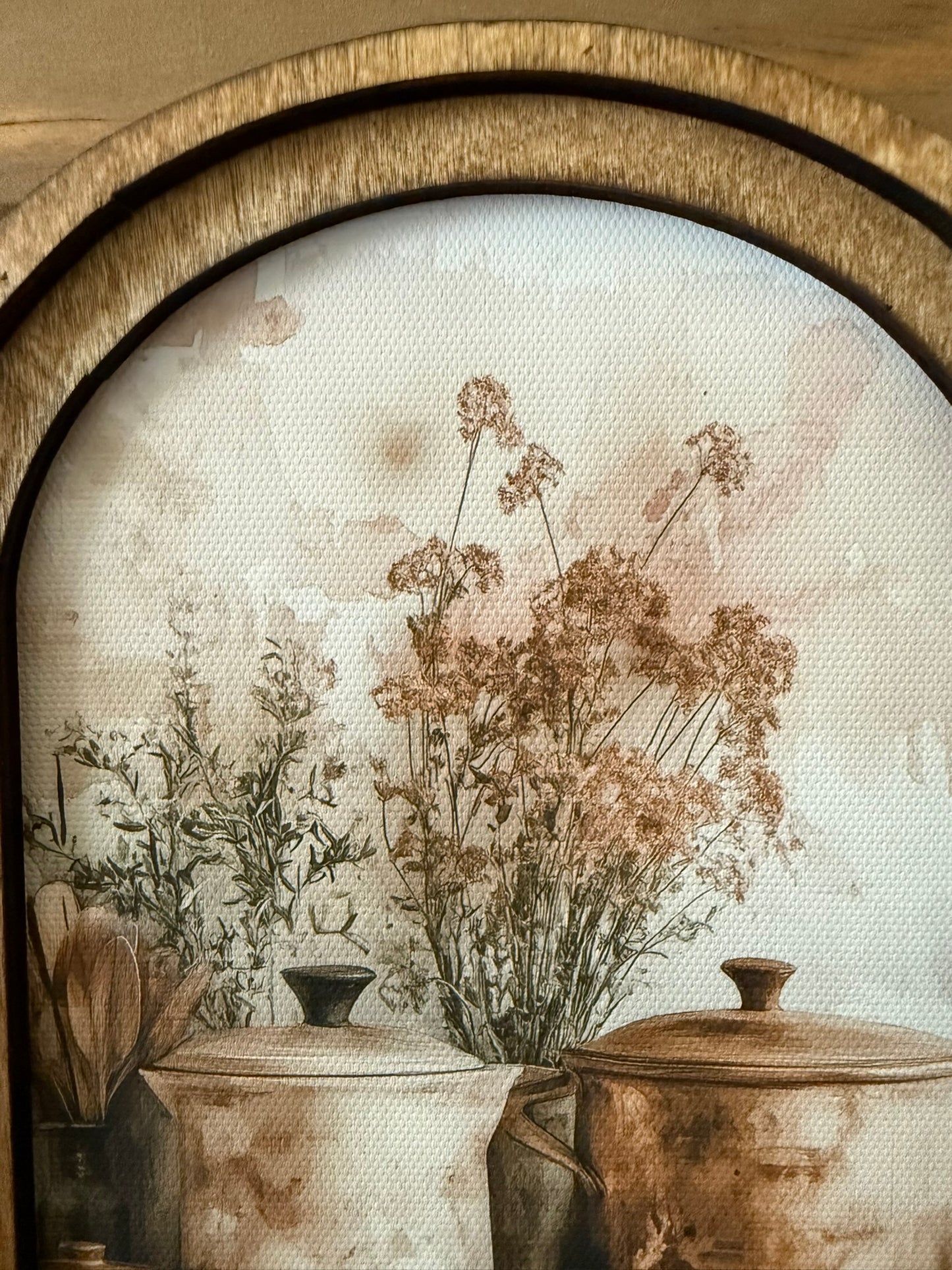 Arch Top Copper Pots Framed Artwork