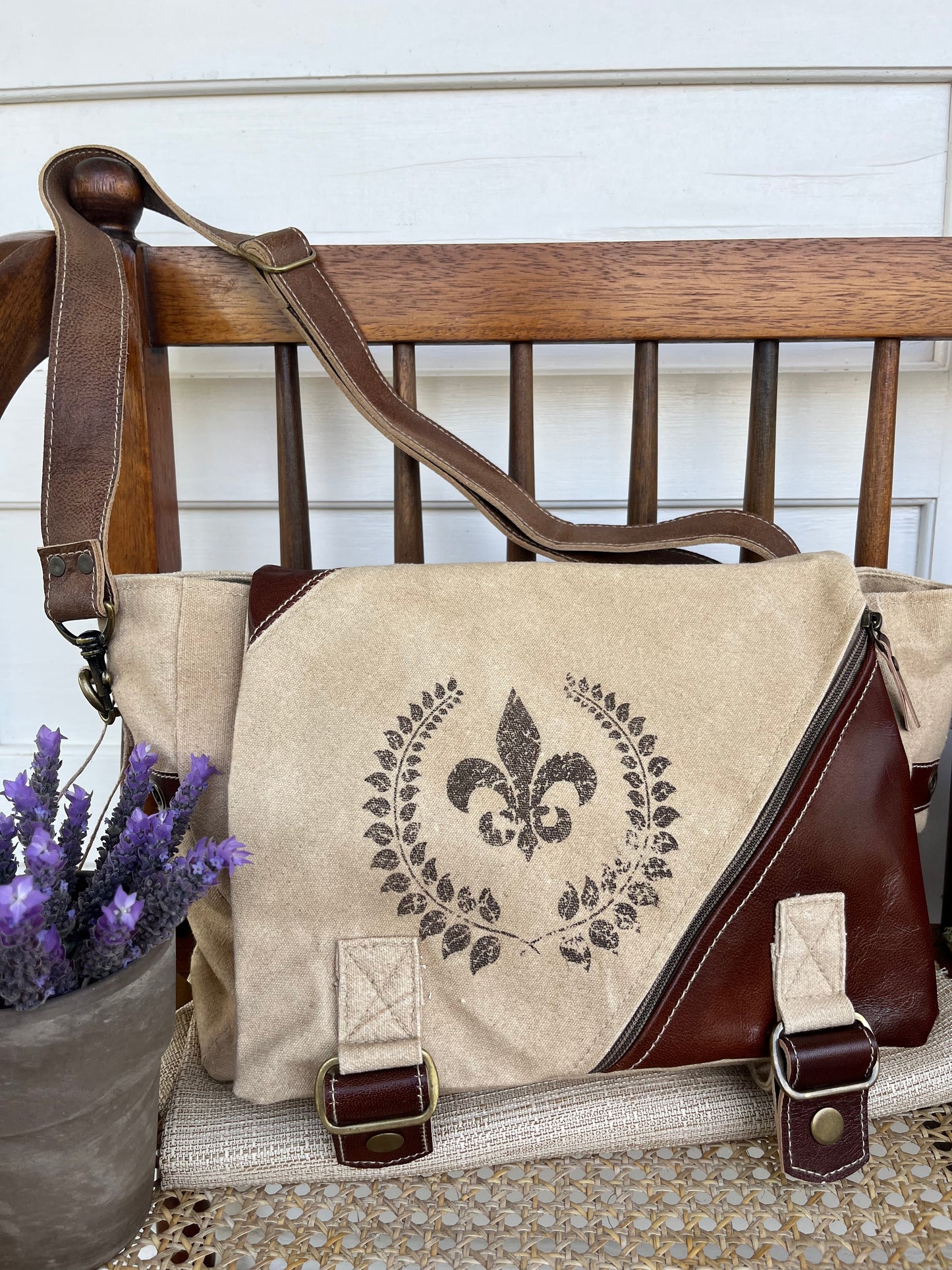 Fleur De Lis Messenger Bag