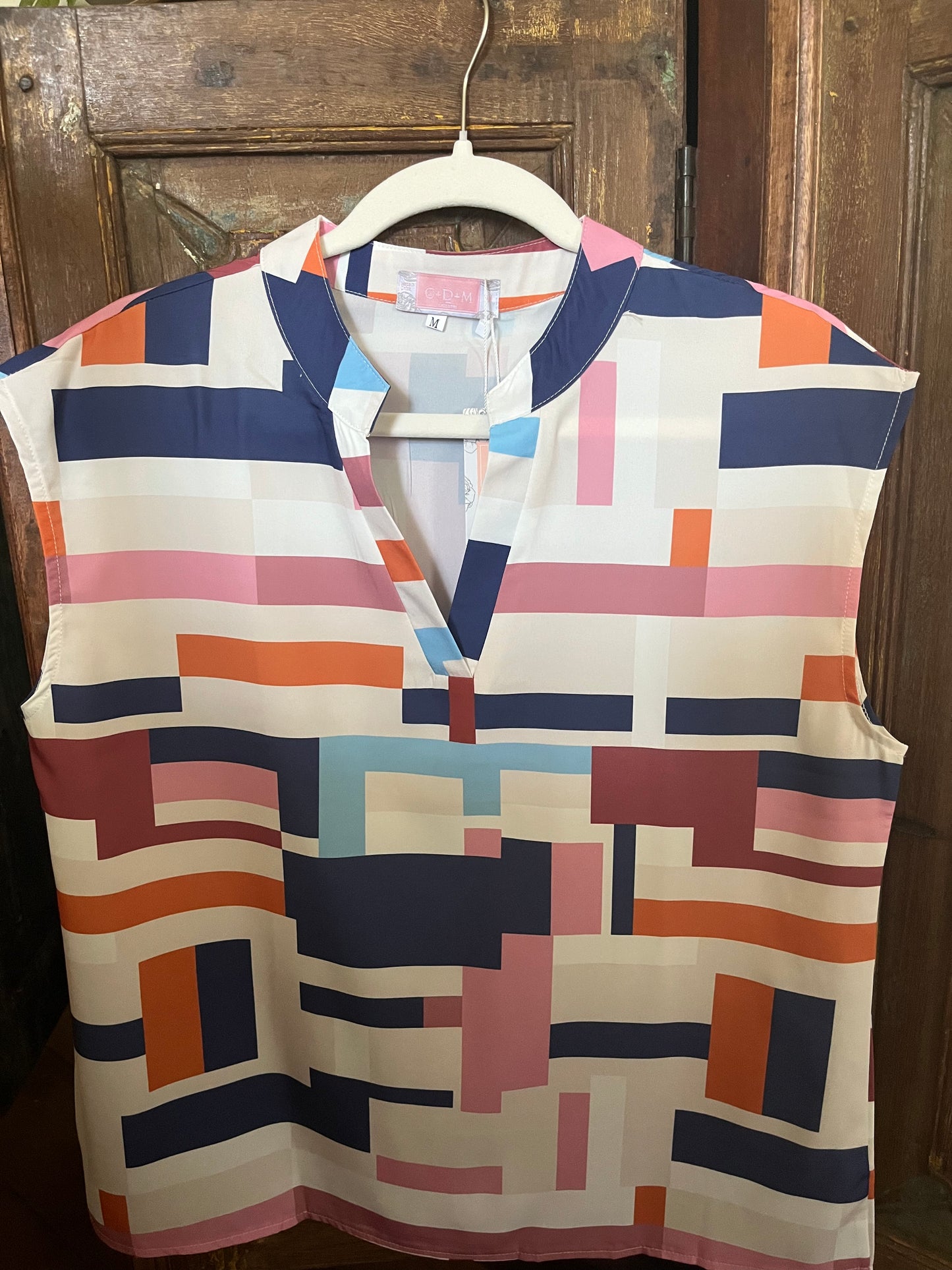 Color Block Sleeveless Woven Top