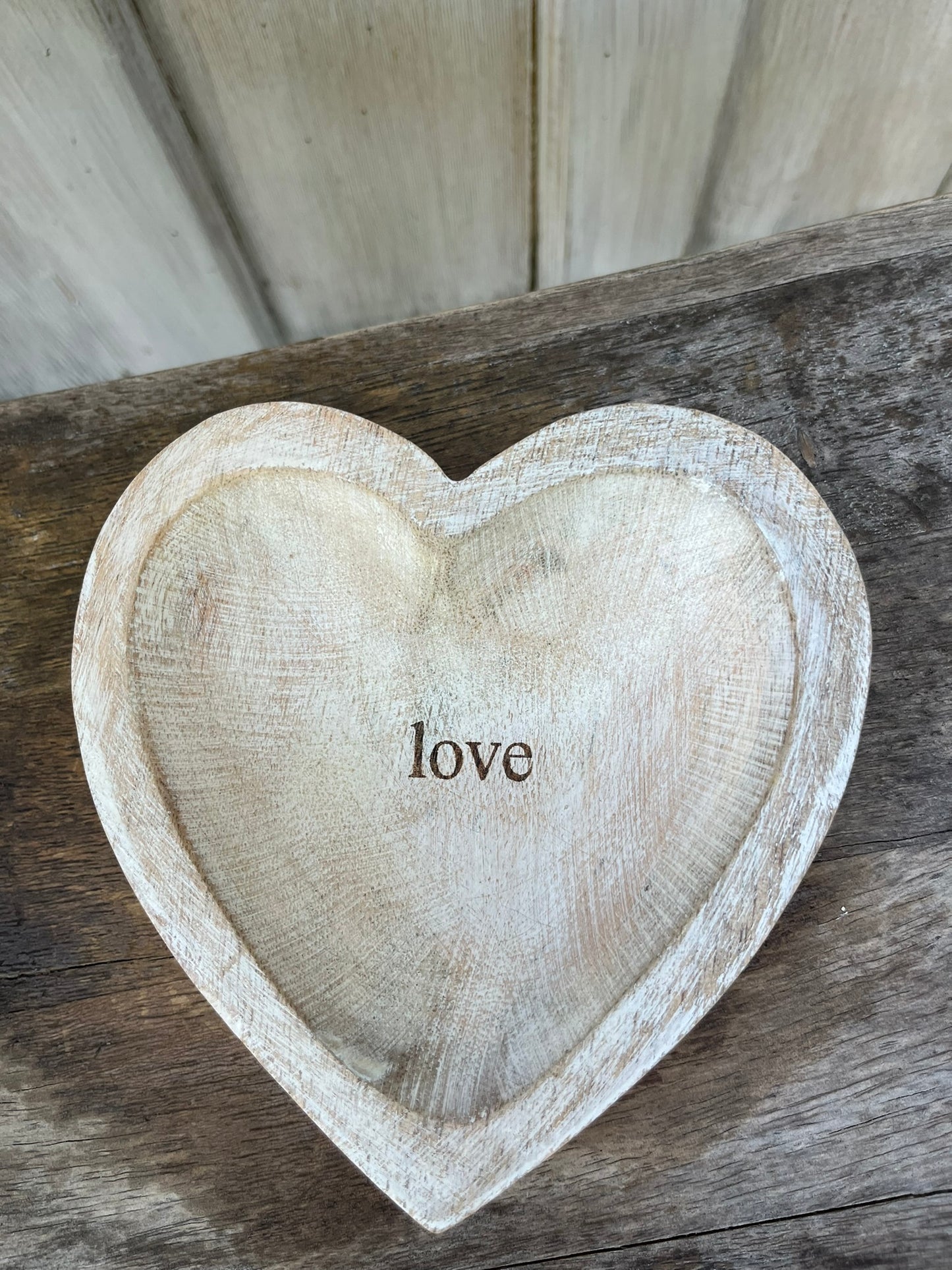 Decorative Wood Heart With the Word "Love"