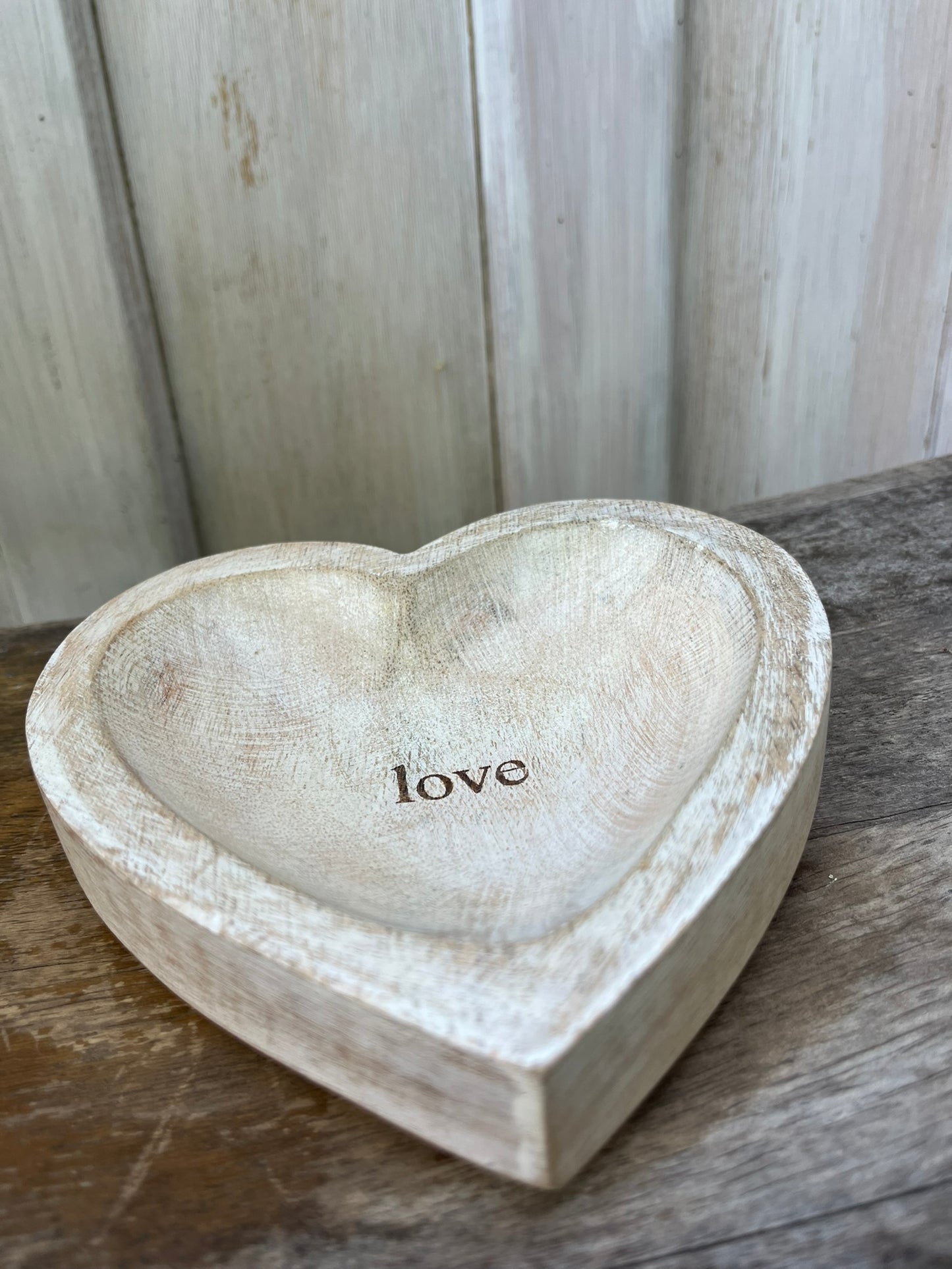 Decorative Wood Heart With the Word "Love"