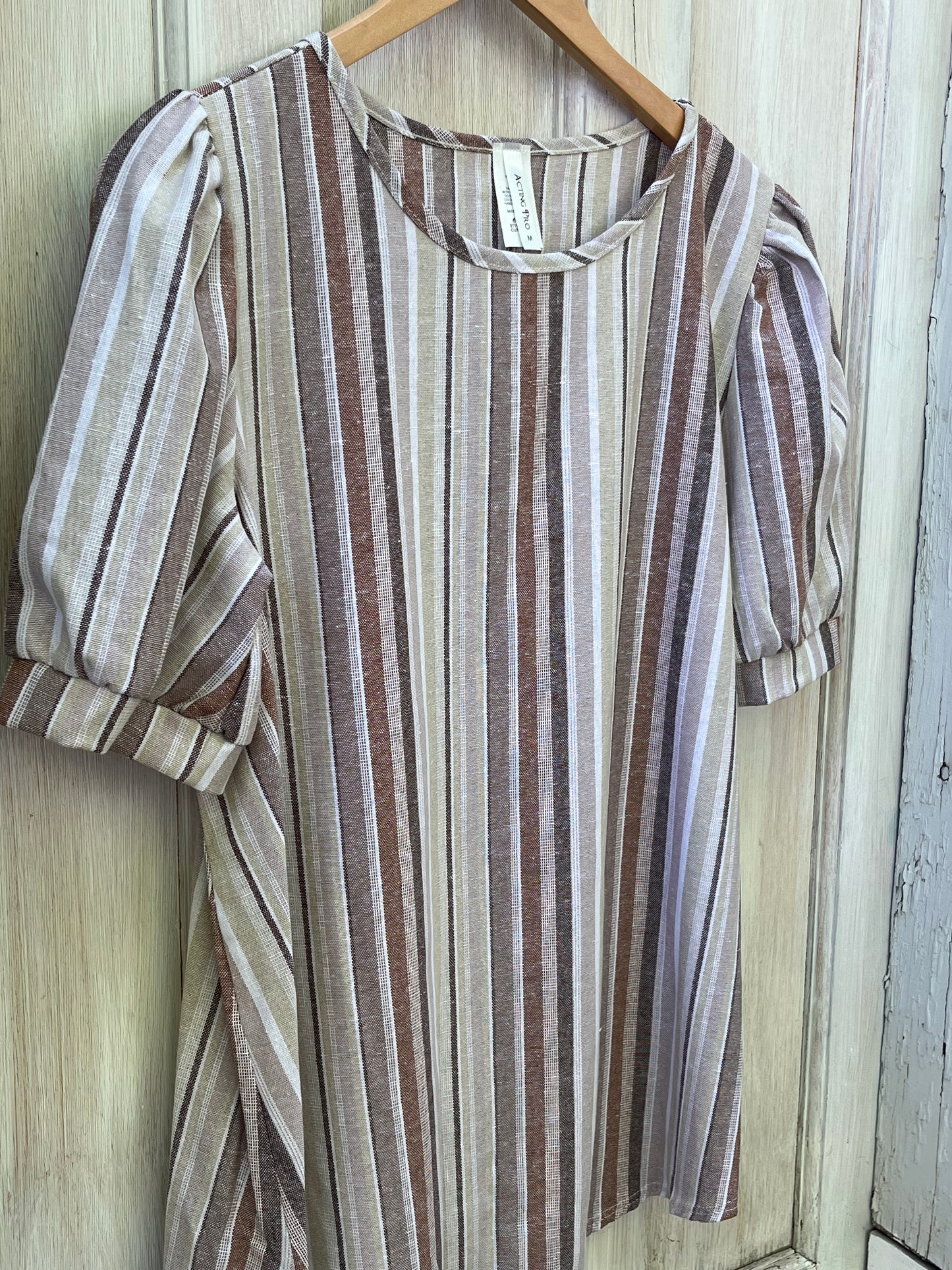 Stripe Linen Short Sleeve Top