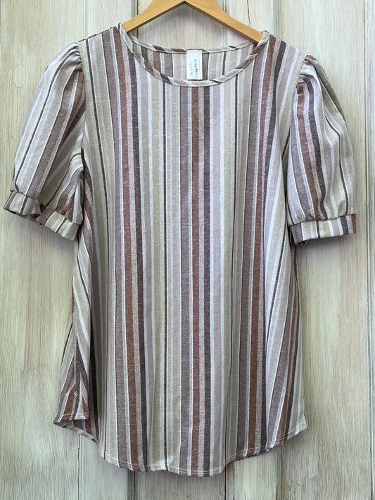 Stripe Linen Short Sleeve Top