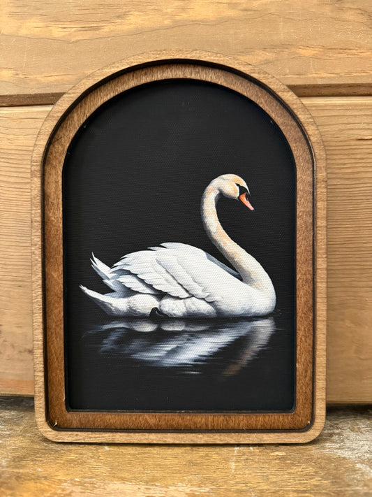 Arch Top Swan Framed Art